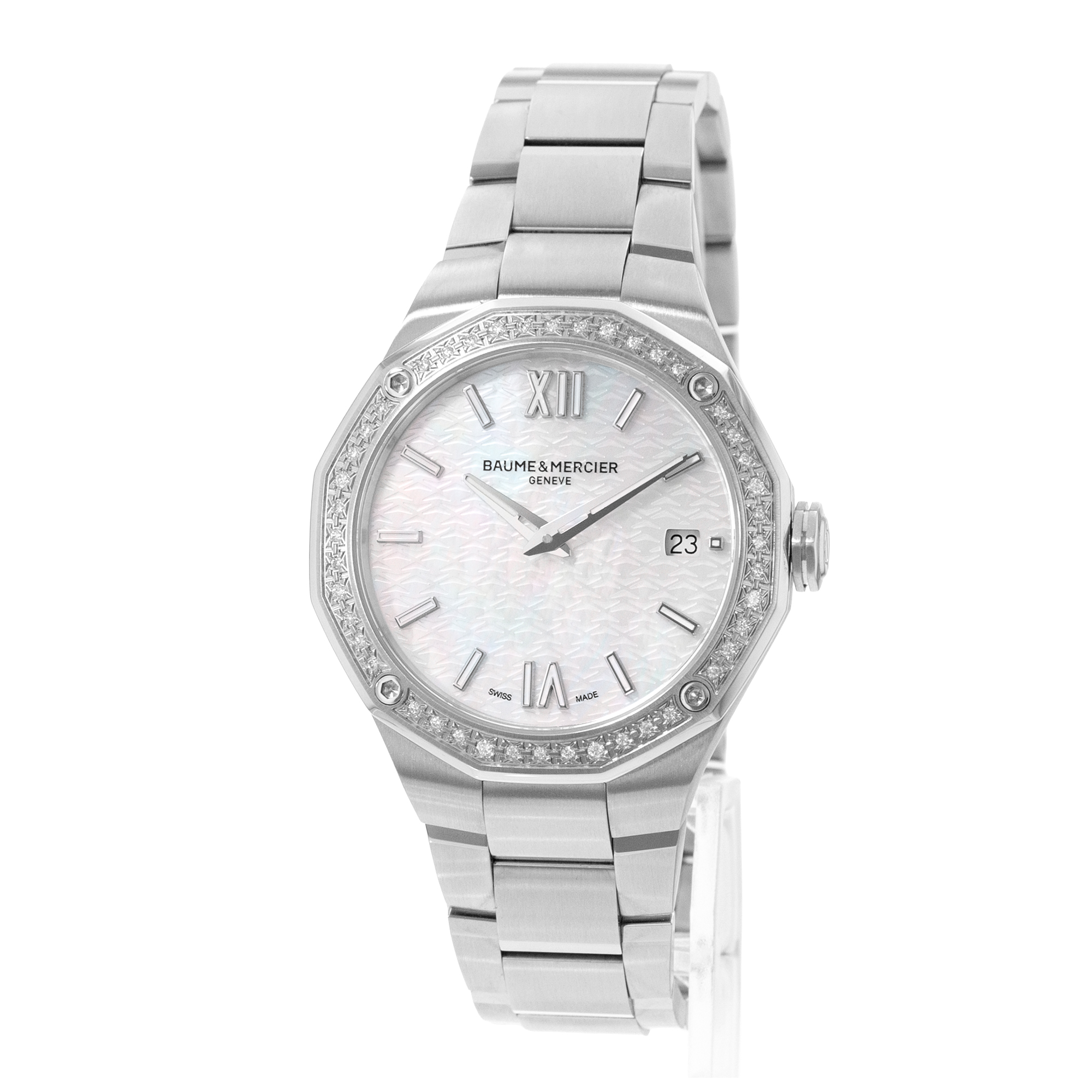 Baume & Mercier Riviera M0A10662 36mm MOP Dial Steel Mens Watch Box Card 2026 thumbnail 4