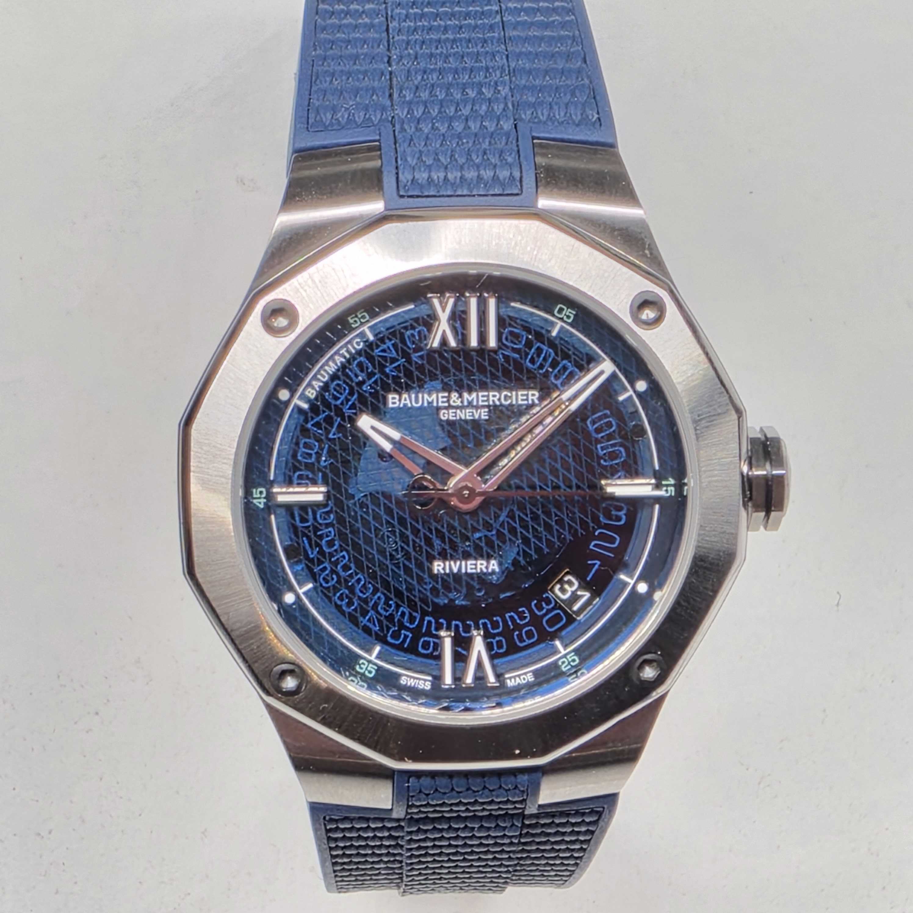 Baume & Mercier Riviera M0A10701 42mm Blue Steel Mens Watc Box Card thumbnail 1