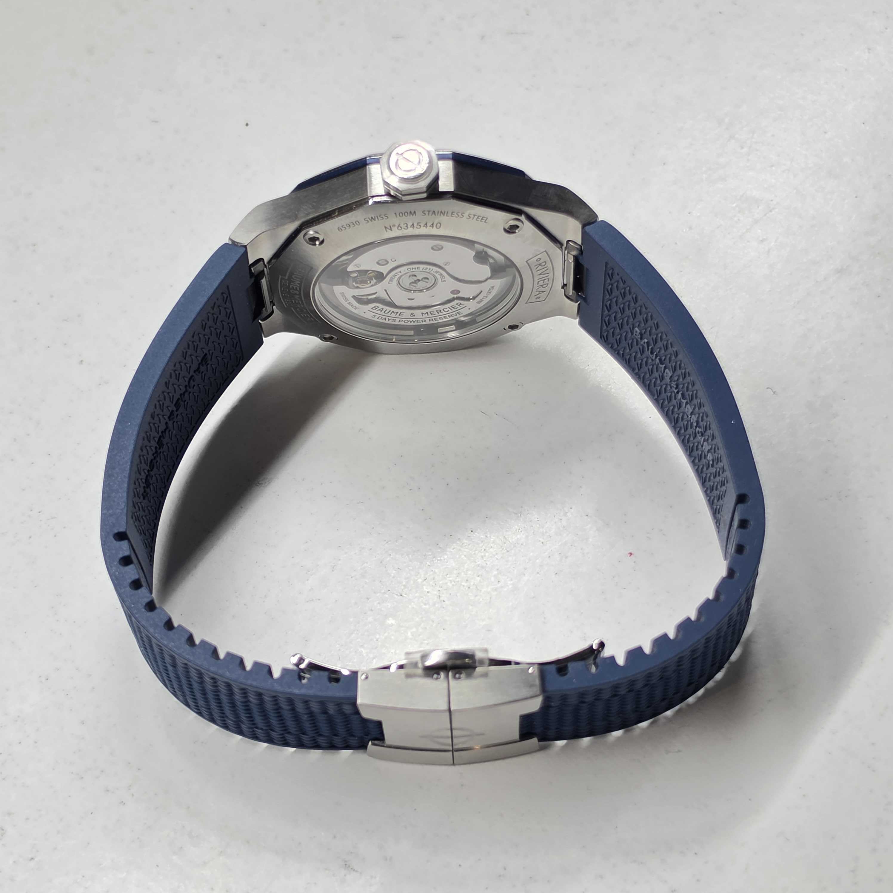 Baume & Mercier Riviera M0A10701 42mm Blue Steel Mens Watc Box Card thumbnail 2