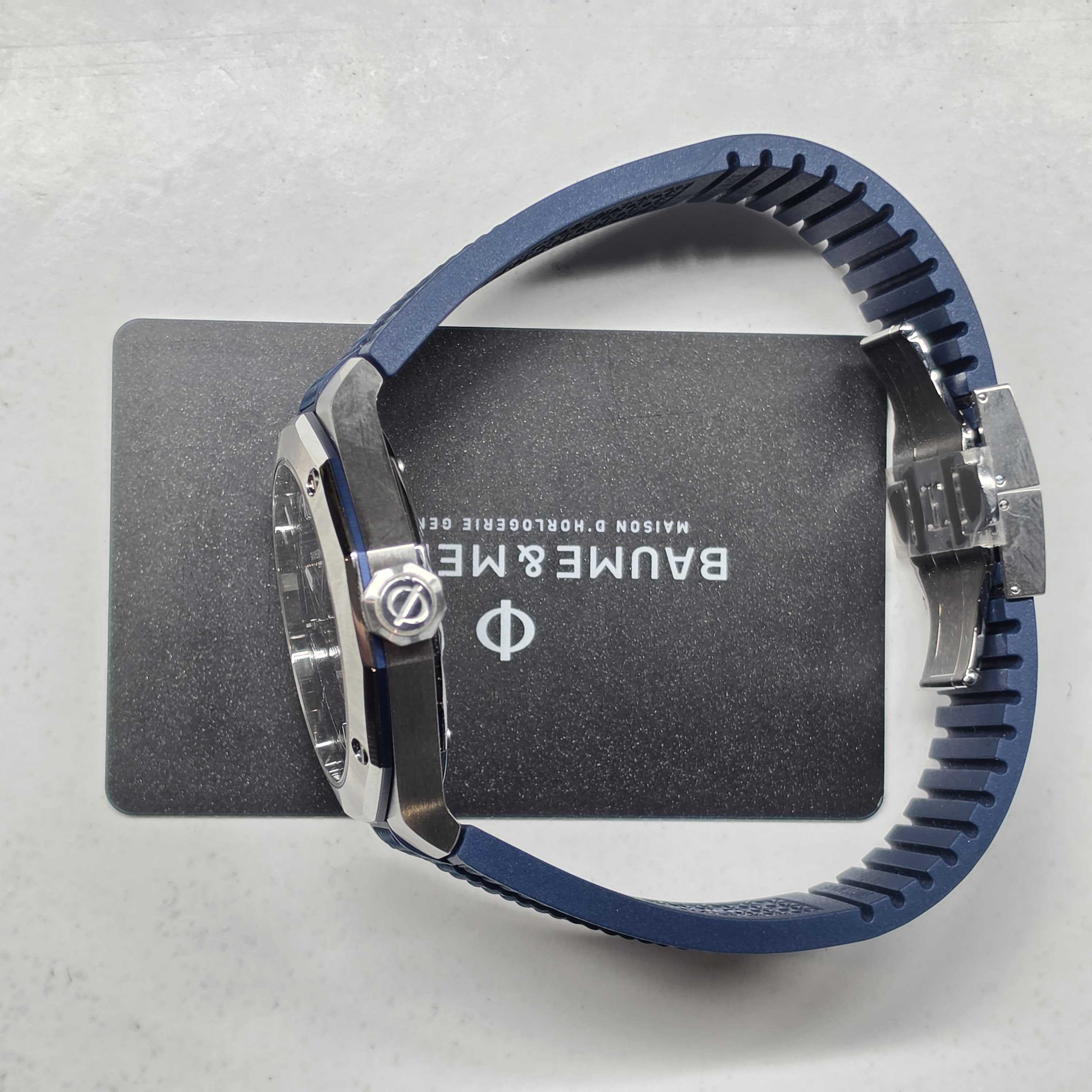 Baume & Mercier Riviera M0A10701 42mm Blue Steel Mens Watc Box Card thumbnail 3