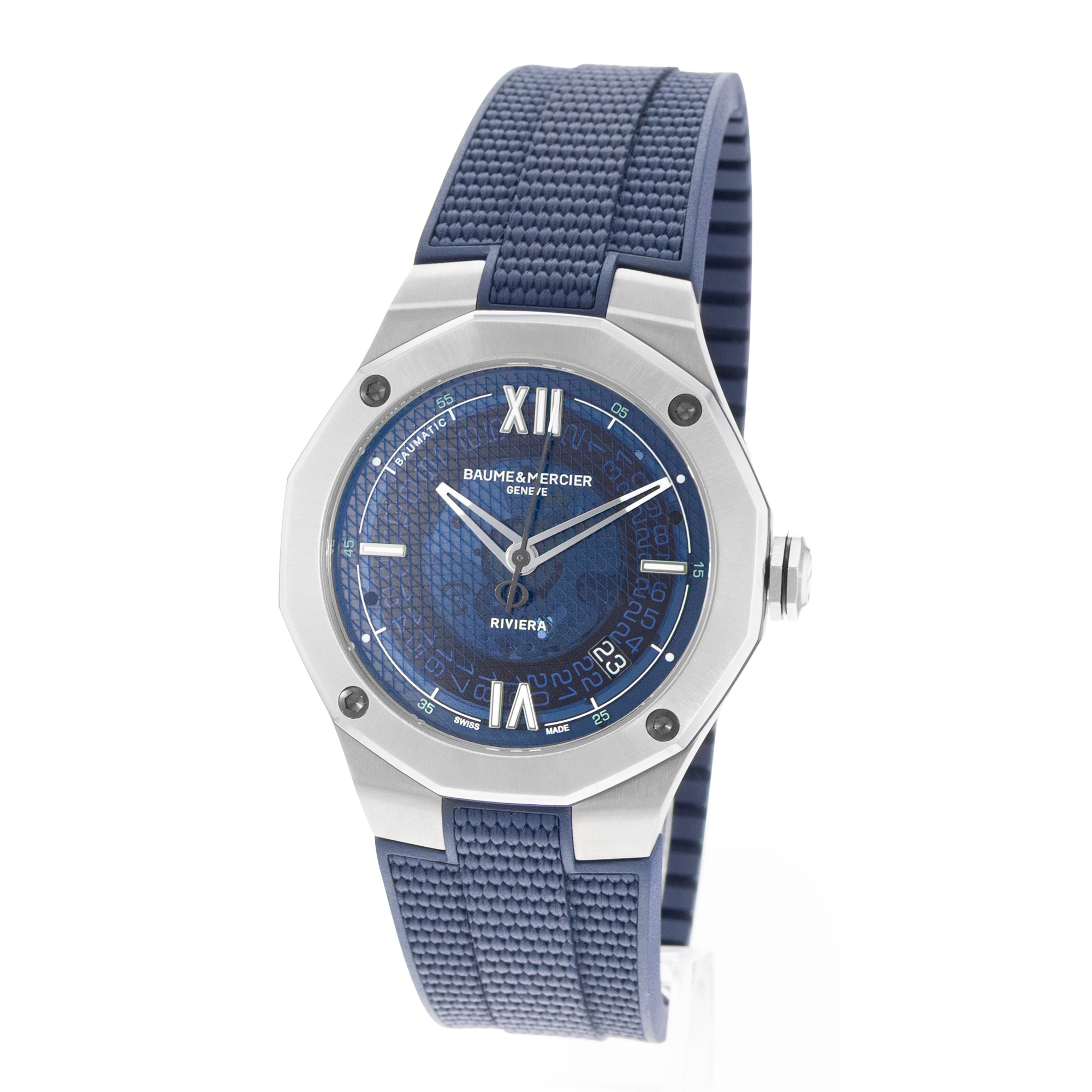 Baume & Mercier Riviera M0A10701 42mm Blue Steel Mens Watc Box Card thumbnail 4