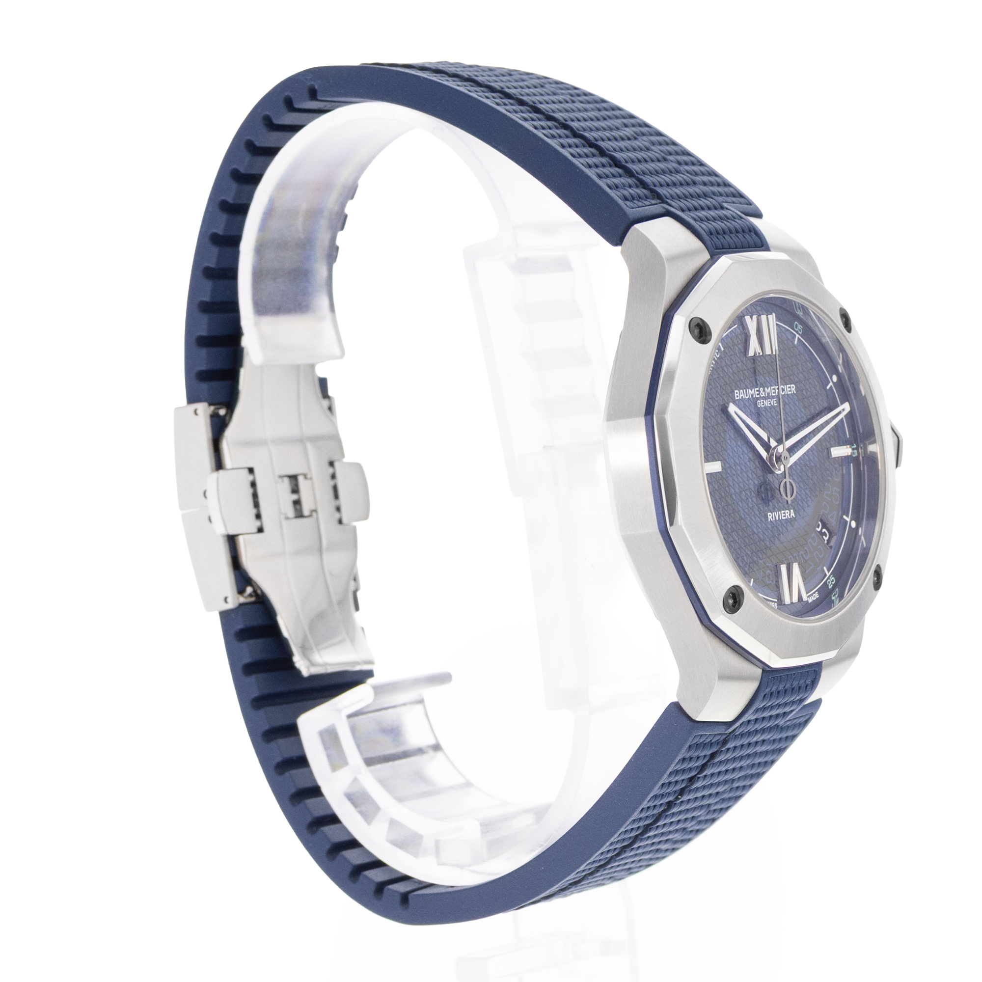 Baume & Mercier Riviera M0A10701 42mm Blue Steel Mens Watc Box Card thumbnail 6