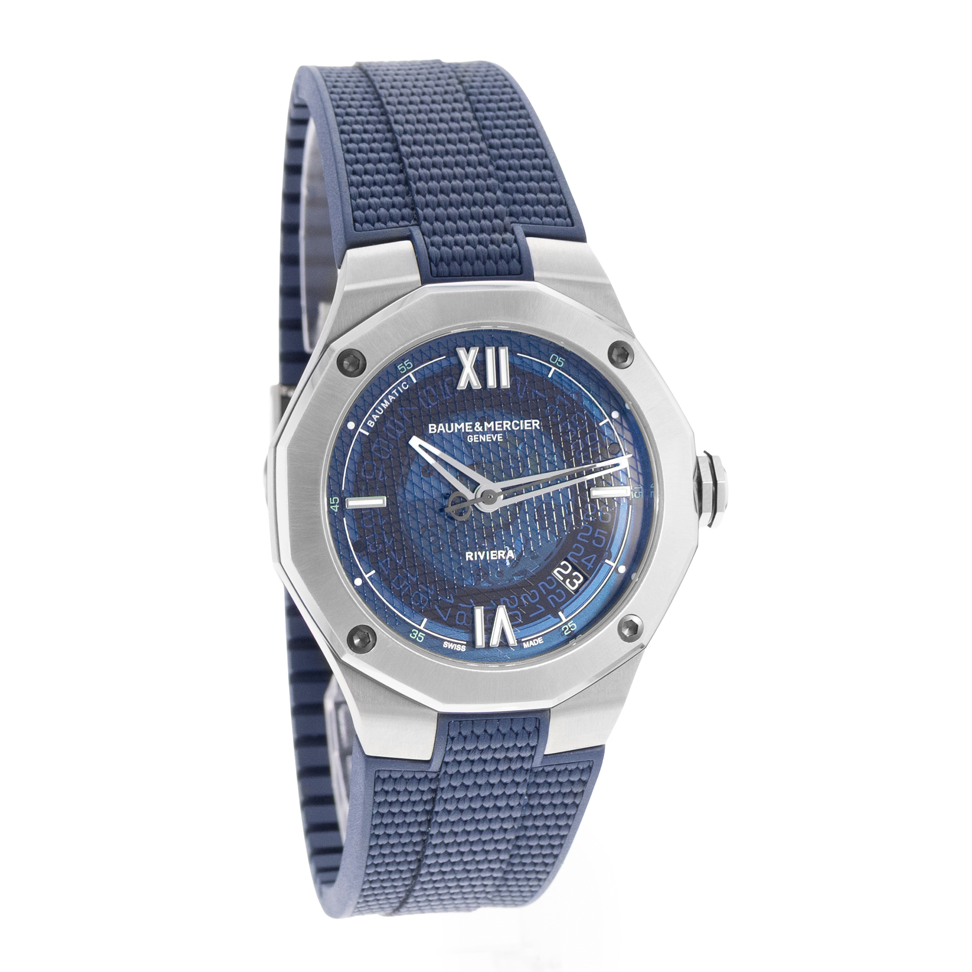 Baume & Mercier Riviera M0A10701 42mm Blue Steel Mens Watc Box Card thumbnail 7