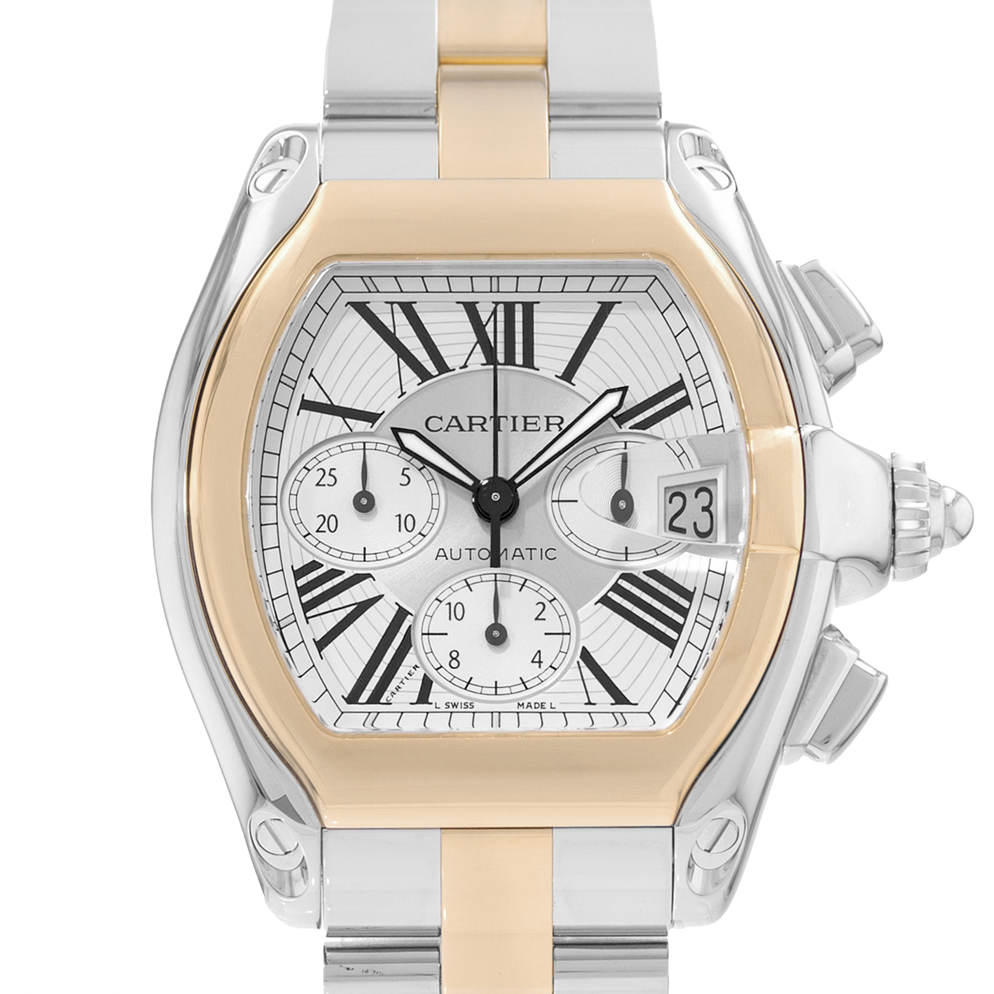 Cartier Roadster W62027Z1 2618 43mm XL Silver Yellow Gold Mens Watch Papers thumbnail 1
