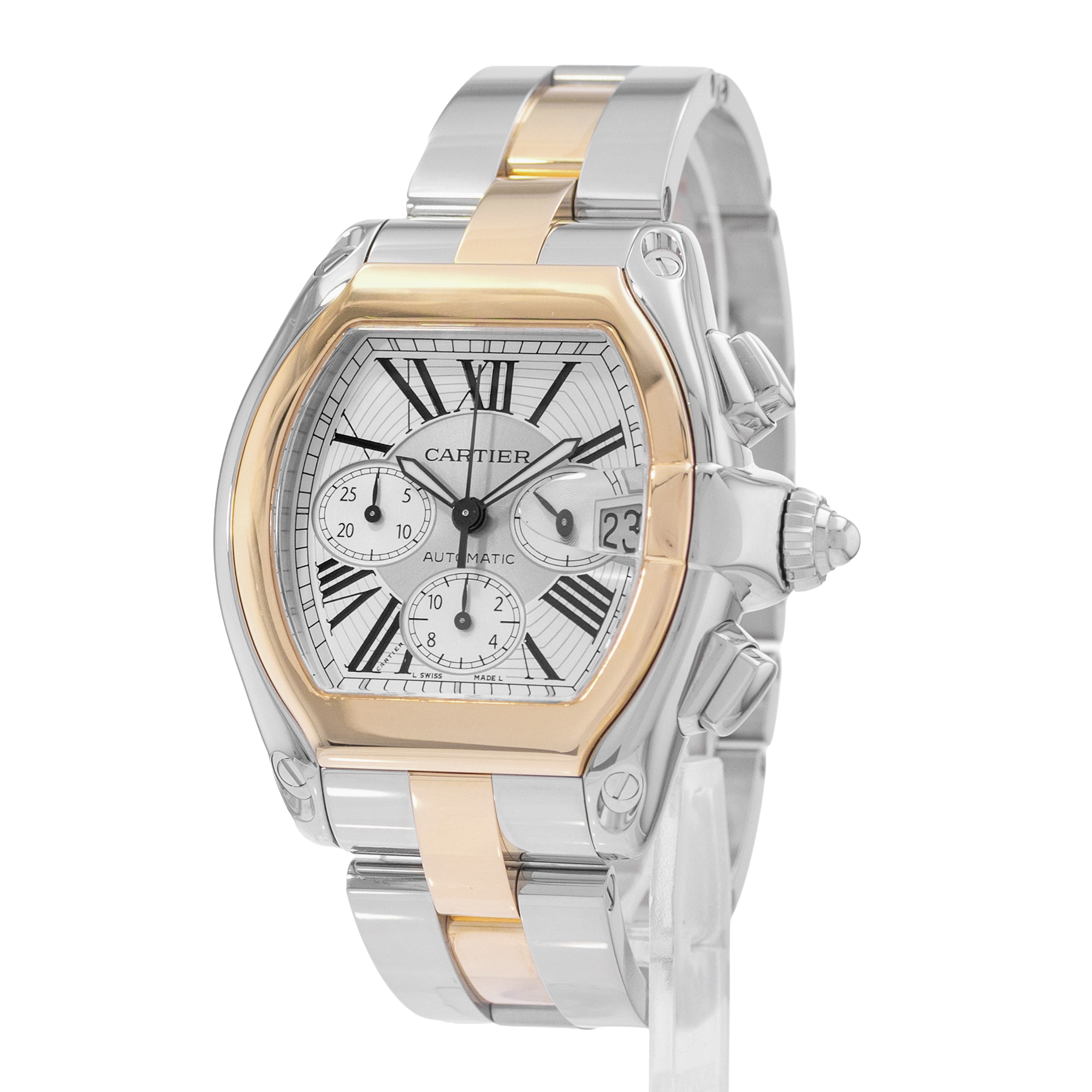 Cartier Roadster W62027Z1 2618 43mm XL Silver Yellow Gold Mens Watch Papers thumbnail 4