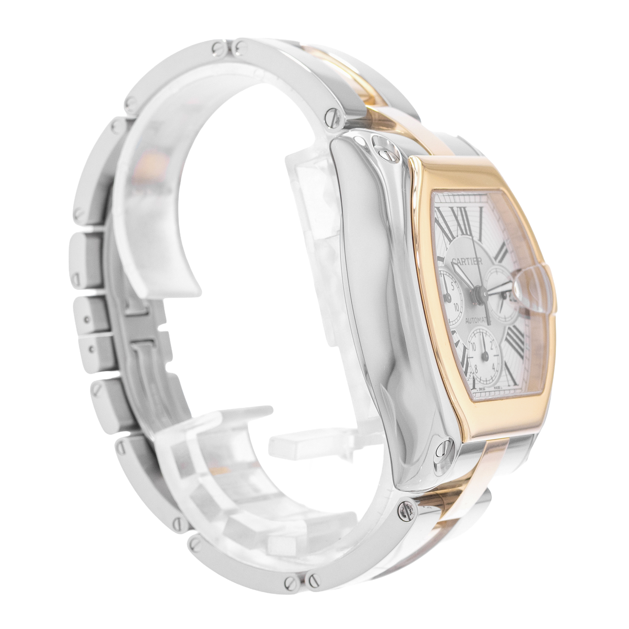 Cartier Roadster W62027Z1 2618 43mm XL Silver Yellow Gold Mens Watch Papers thumbnail 6