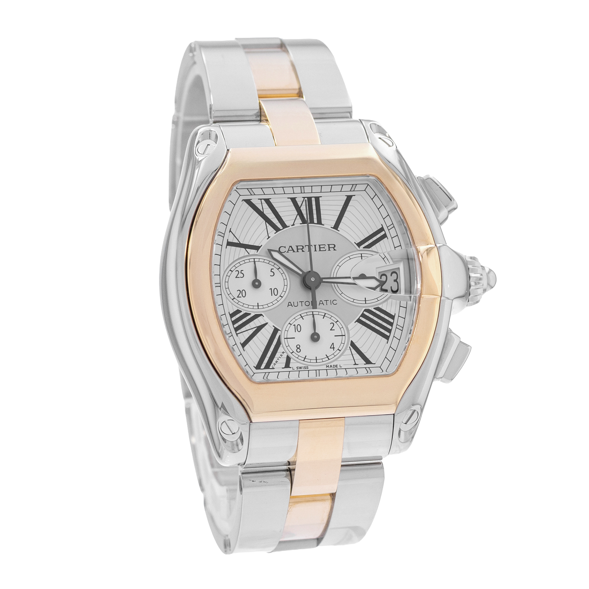 Cartier Roadster W62027Z1 2618 43mm XL Silver Yellow Gold Mens Watch Papers thumbnail 7