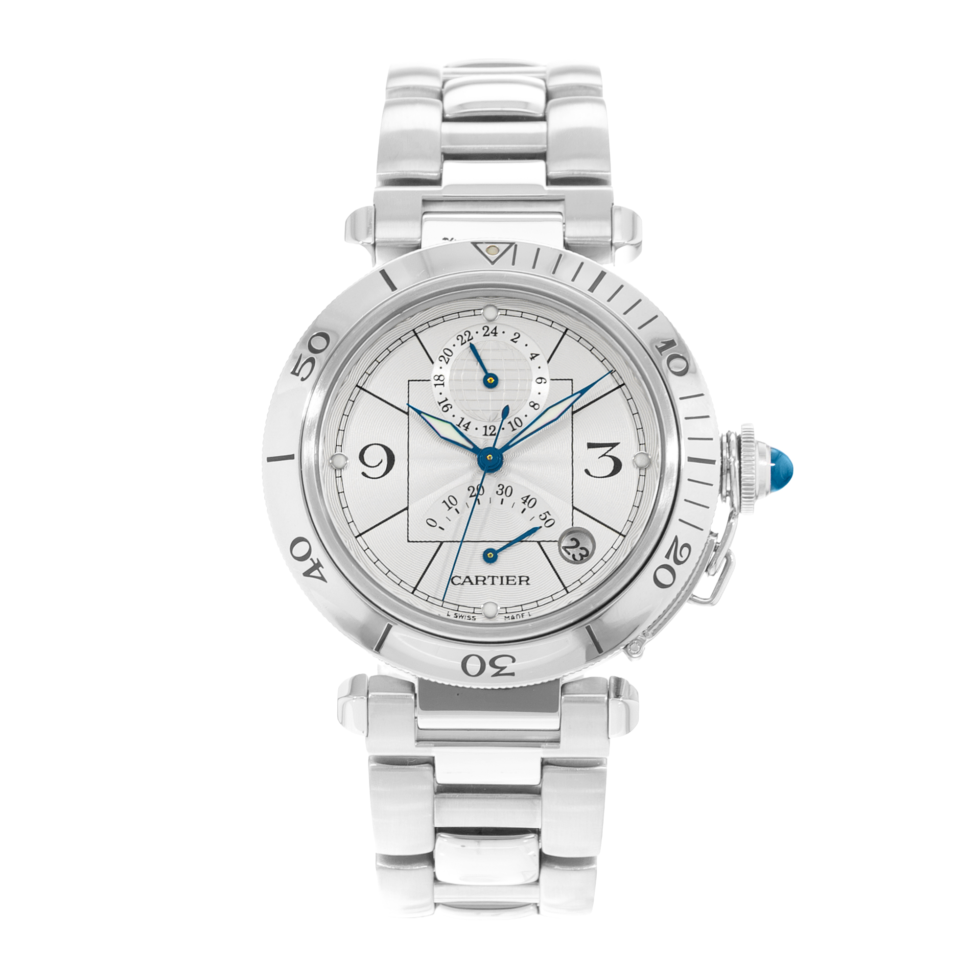 Cartier Pasha W31037H3 2389 38mm Silver Dial Steel Automatic Mens Watch Box thumbnail 2