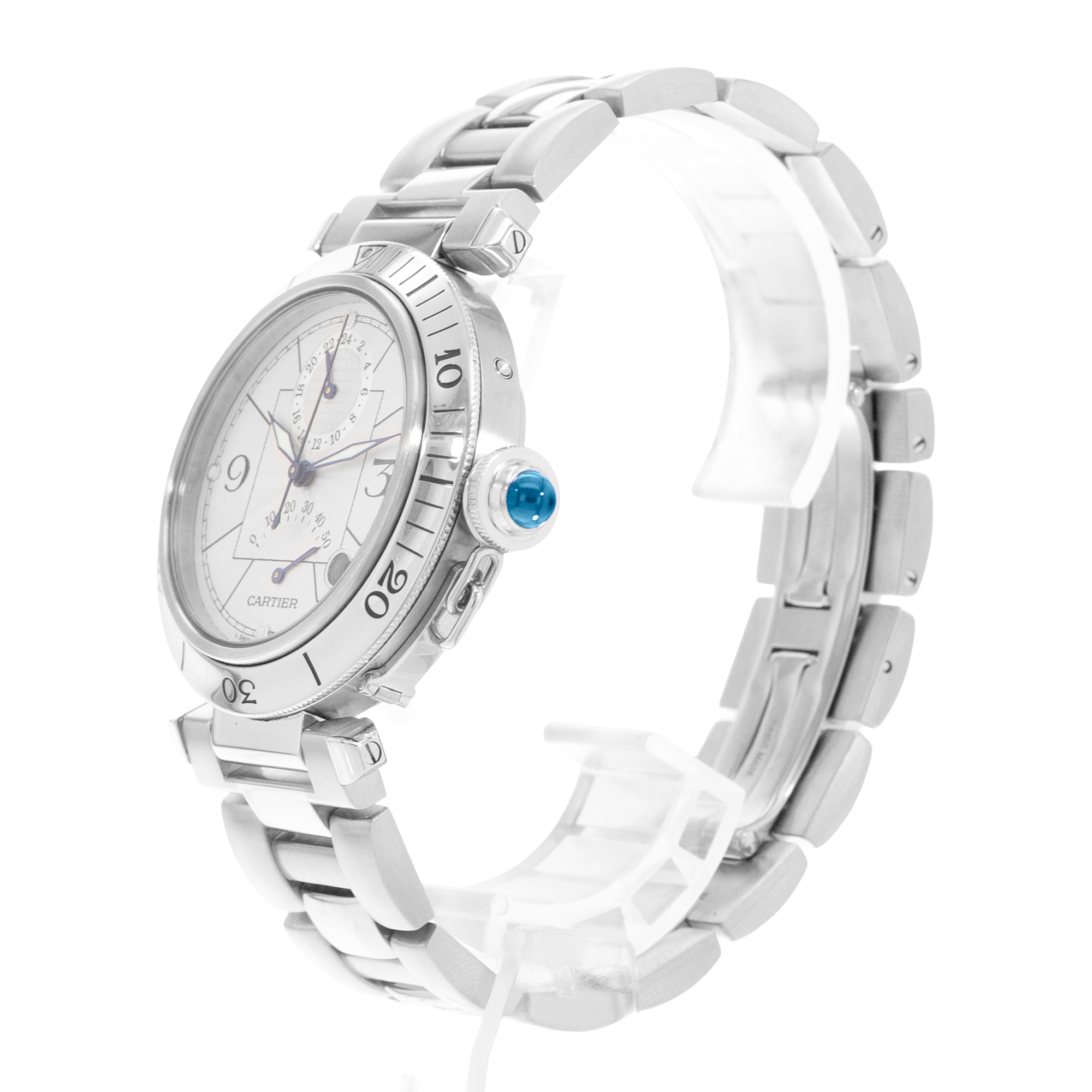 Cartier Pasha W31037H3 2389 38mm Silver Dial Steel Automatic Mens Watch Box thumbnail 4