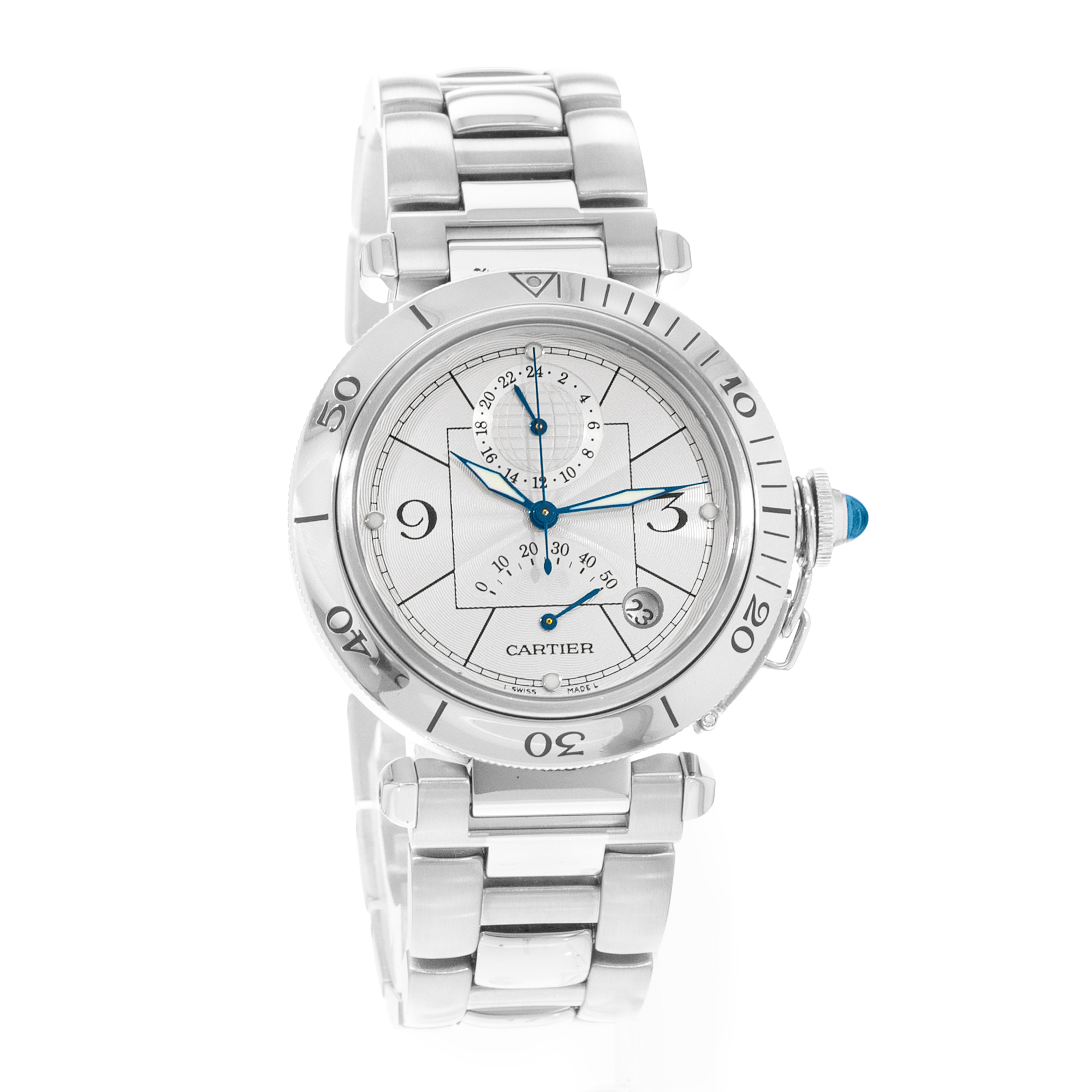 Cartier Pasha W31037H3 2389 38mm Silver Dial Steel Automatic Mens Watch Box thumbnail 6