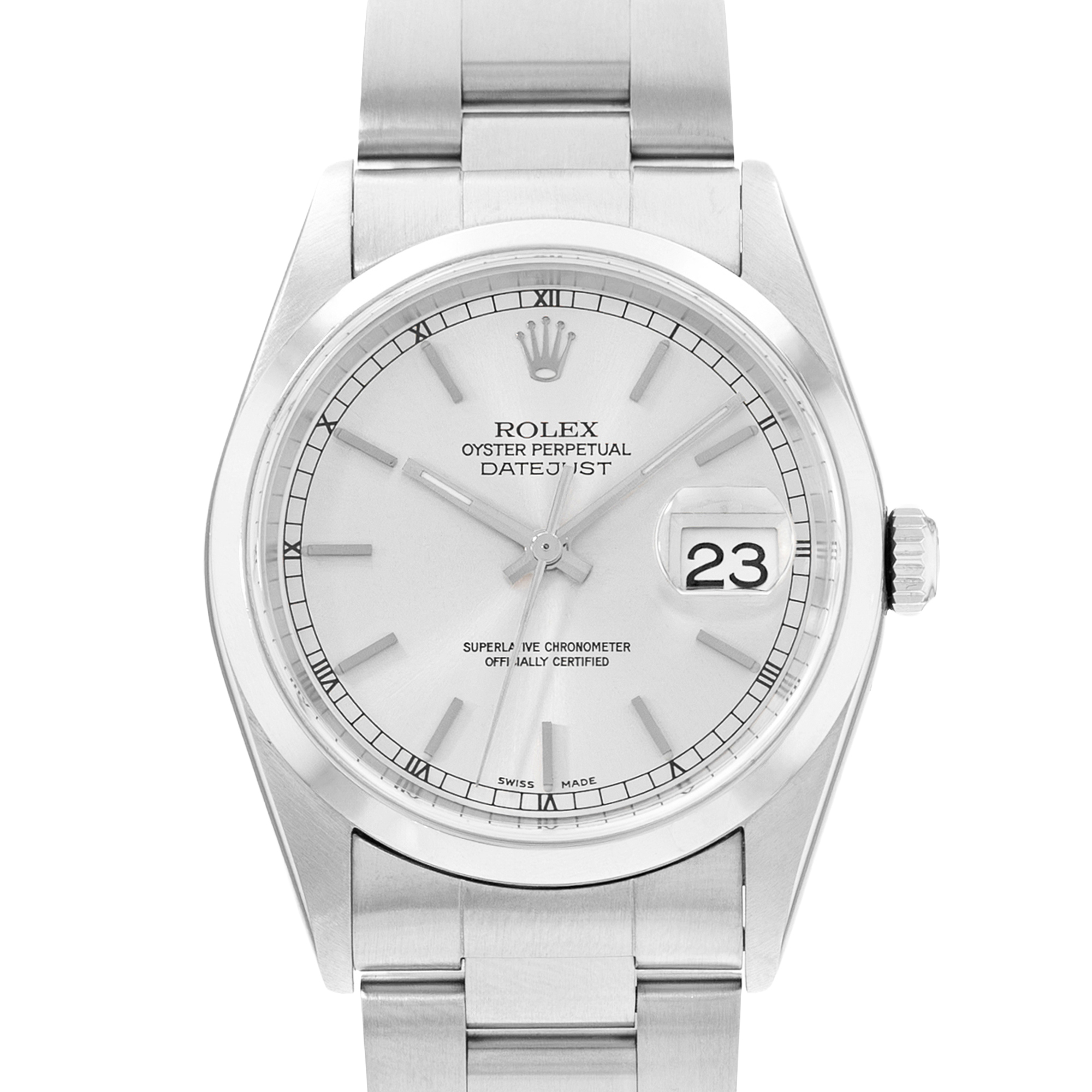 Rolex Datejust 36 16200 Silver Dial Steel Automatic Mens Watch Papers 1999 thumbnail 1