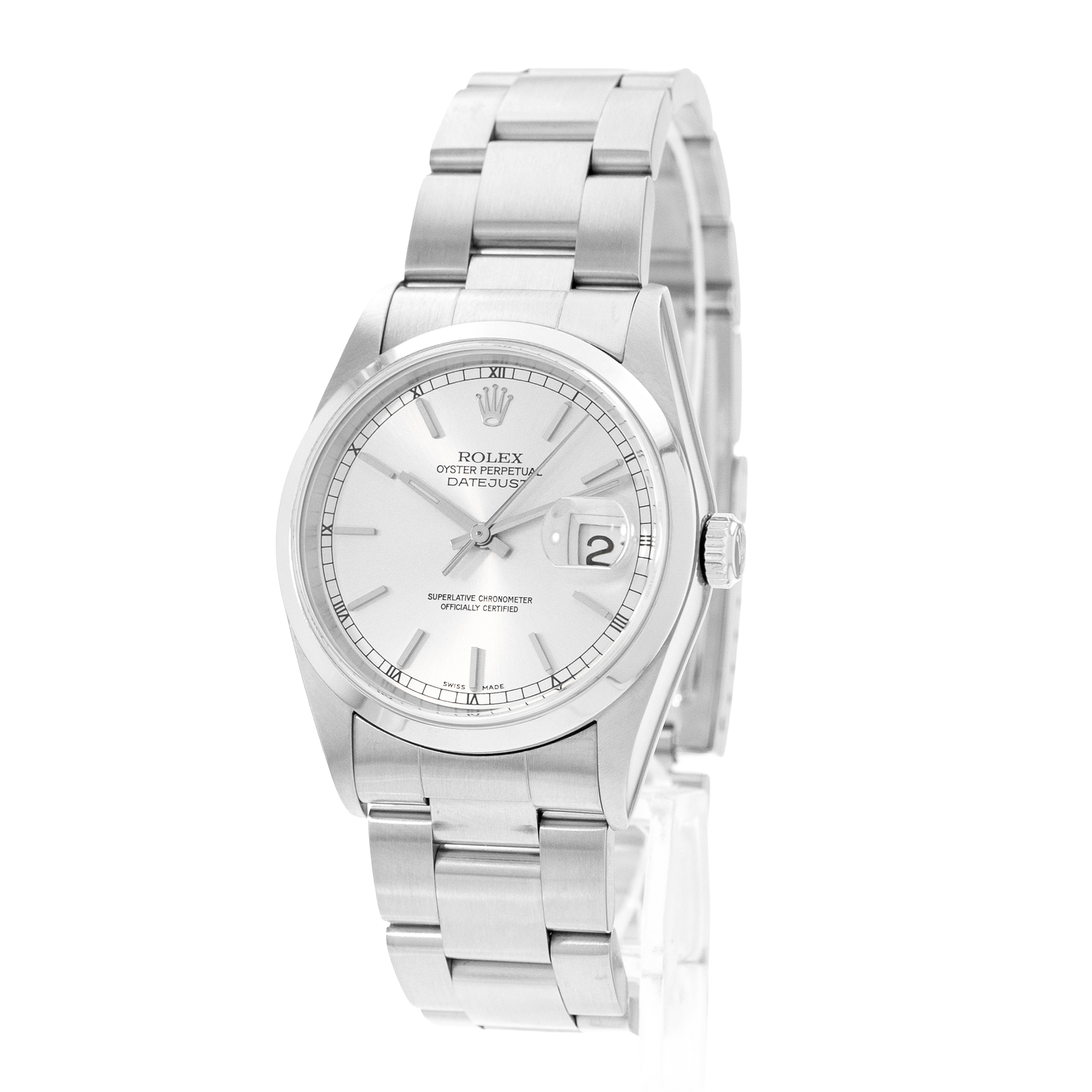 Rolex Datejust 36 16200 Silver Dial Steel Automatic Mens Watch Papers 1999 thumbnail 4