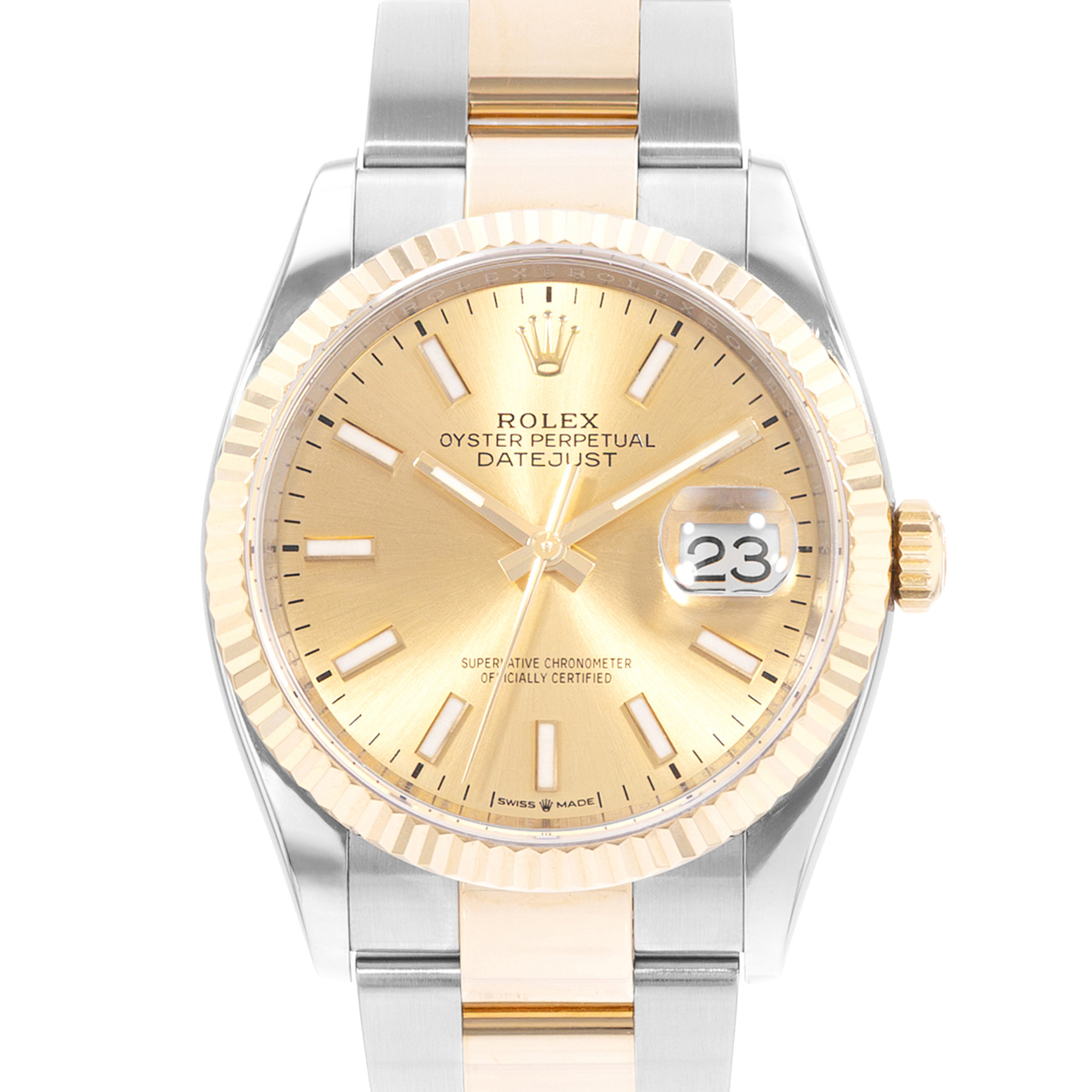 Rolex Datejust 36 126233 Champagne Steel Gold Oyster Mens Watch Card 2019 thumbnail 1