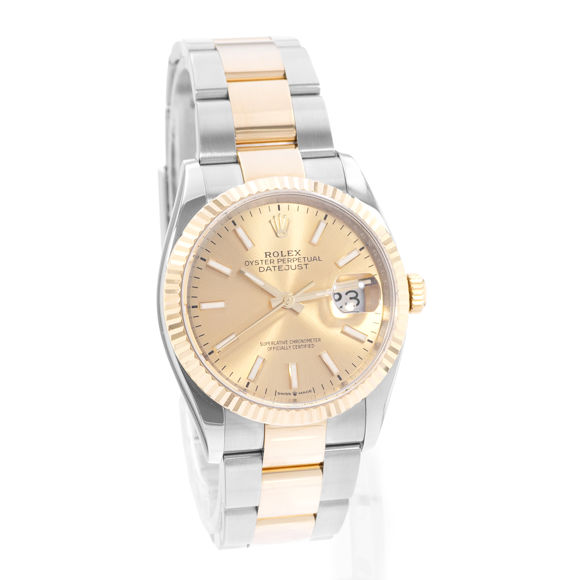 Rolex Datejust 36 126233 Champagne Steel Gold Oyster Mens Watch Card 2019 thumbnail 7