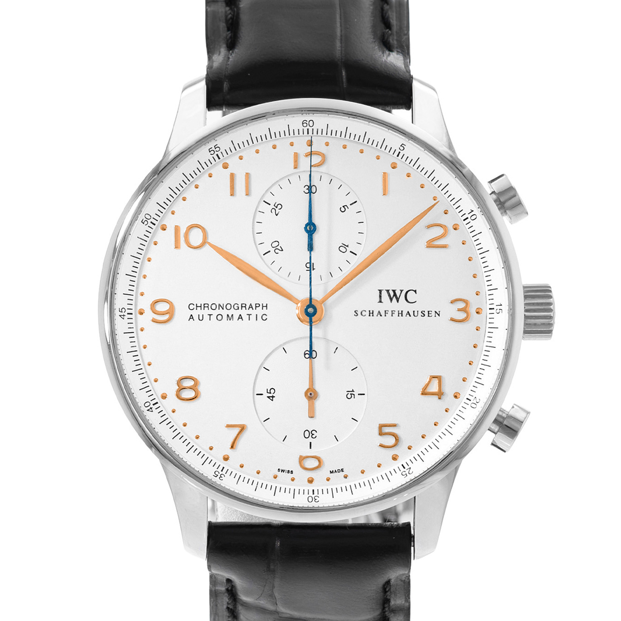 IWC Portuguese Chronograph IW371445 41mm Silver Dial Steel Mens Watch Card 2019 thumbnail 1