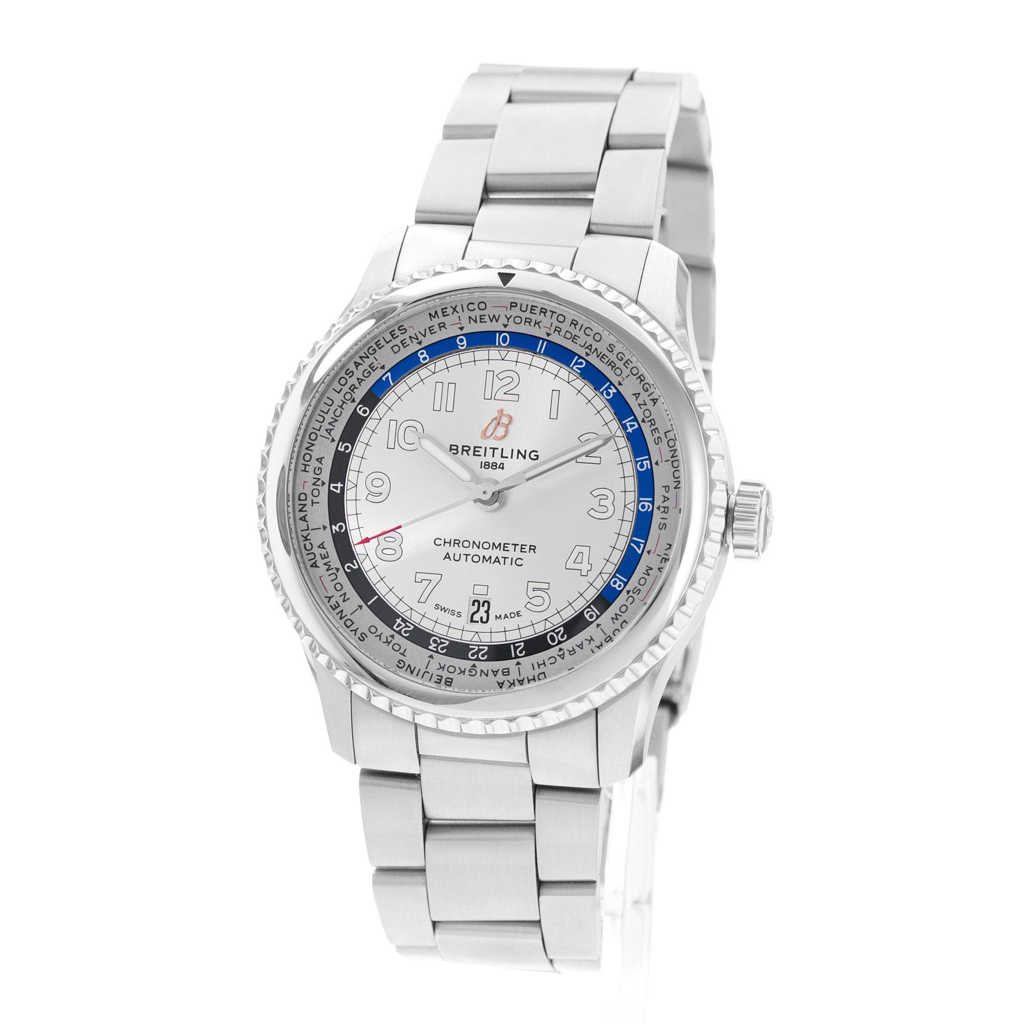 Breitling Aviator 8 AB3521U01G1A1 43mm Silver Dial Steel Mens Watch Box Card thumbnail 4