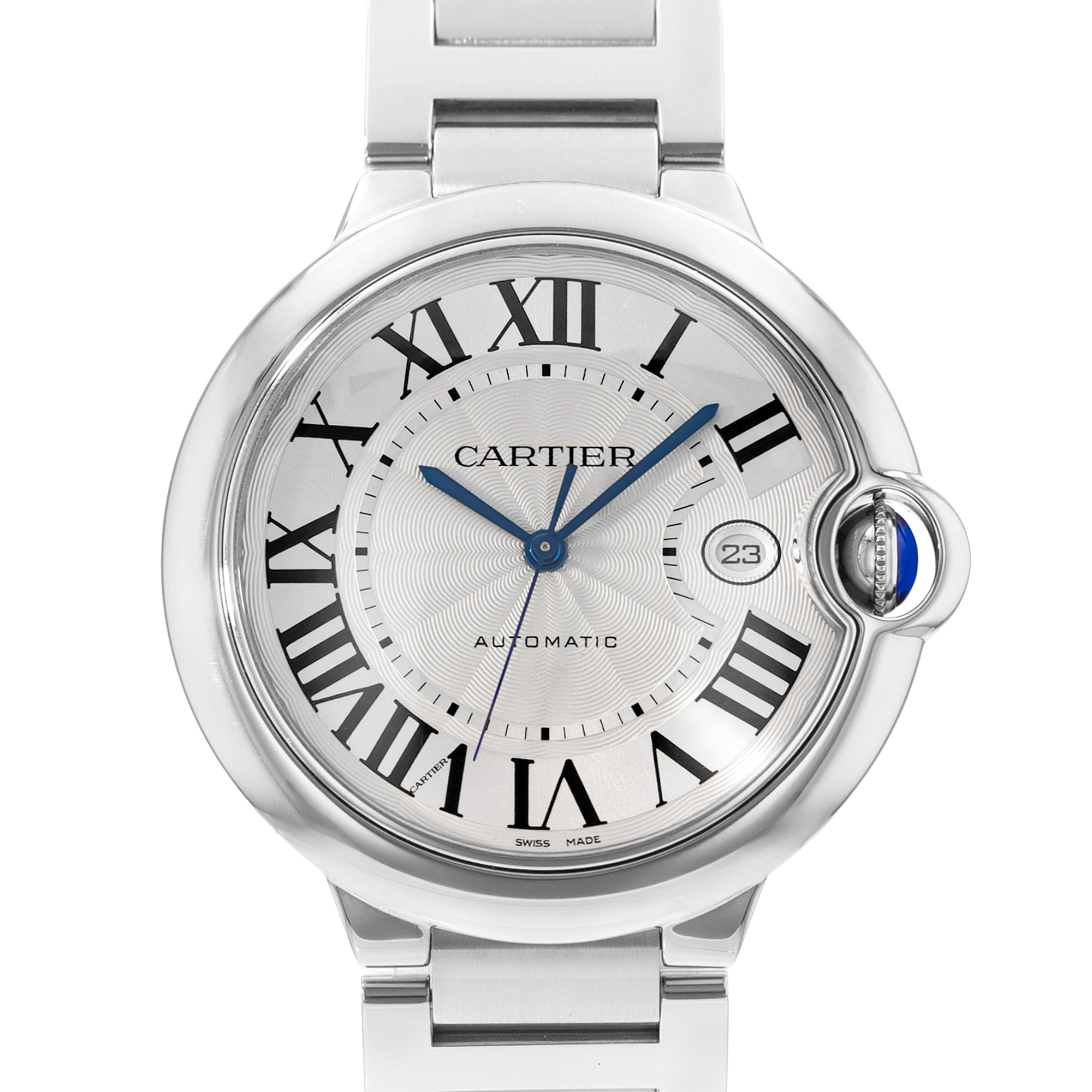 Cartier Ballon Blue 42mm W69012Z4 3001 Silver Roman Steel Automatic Mens Watch thumbnail 1