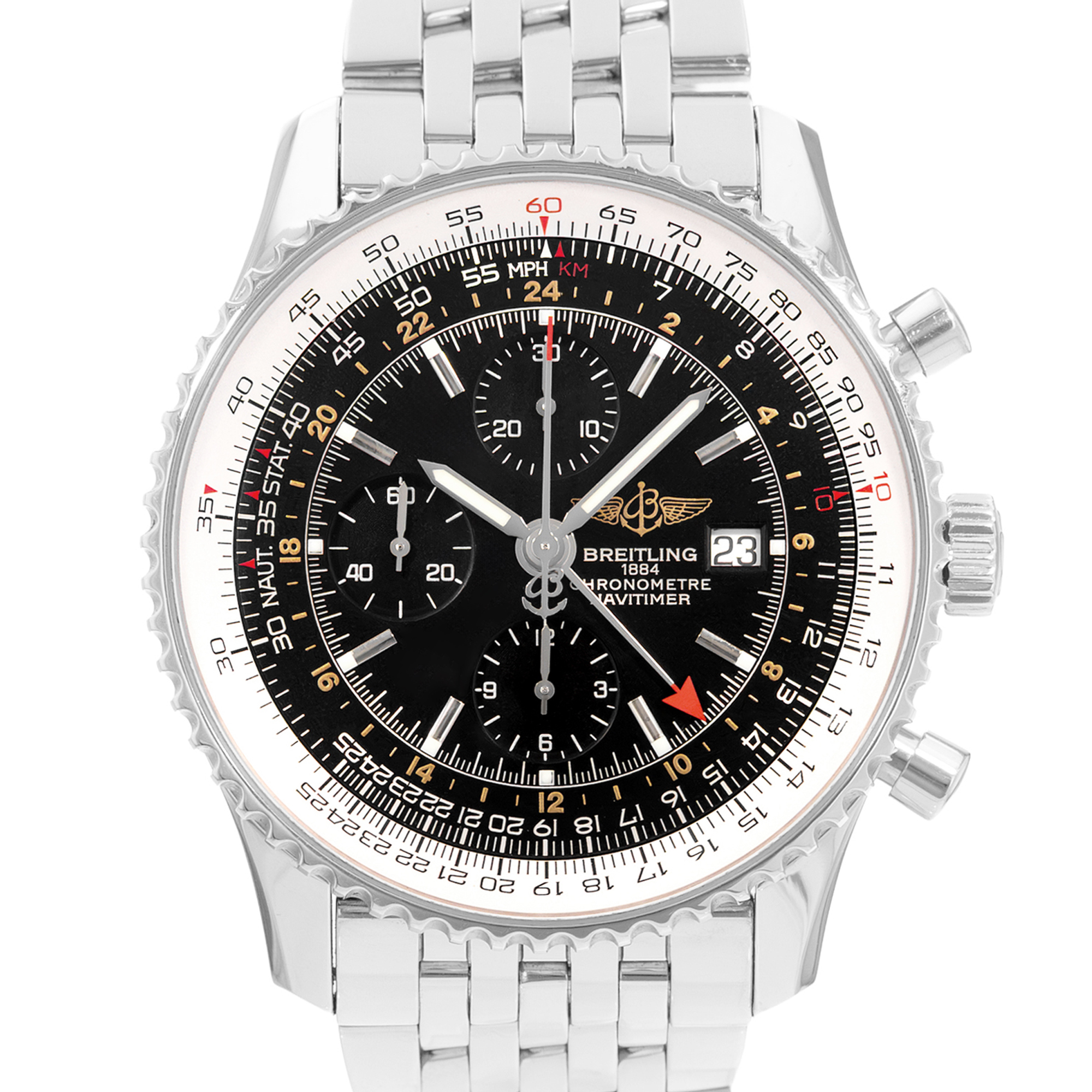 Breitling Navitimer World A24322 46mm Black Dial Steel Mens Watch Papers thumbnail 1