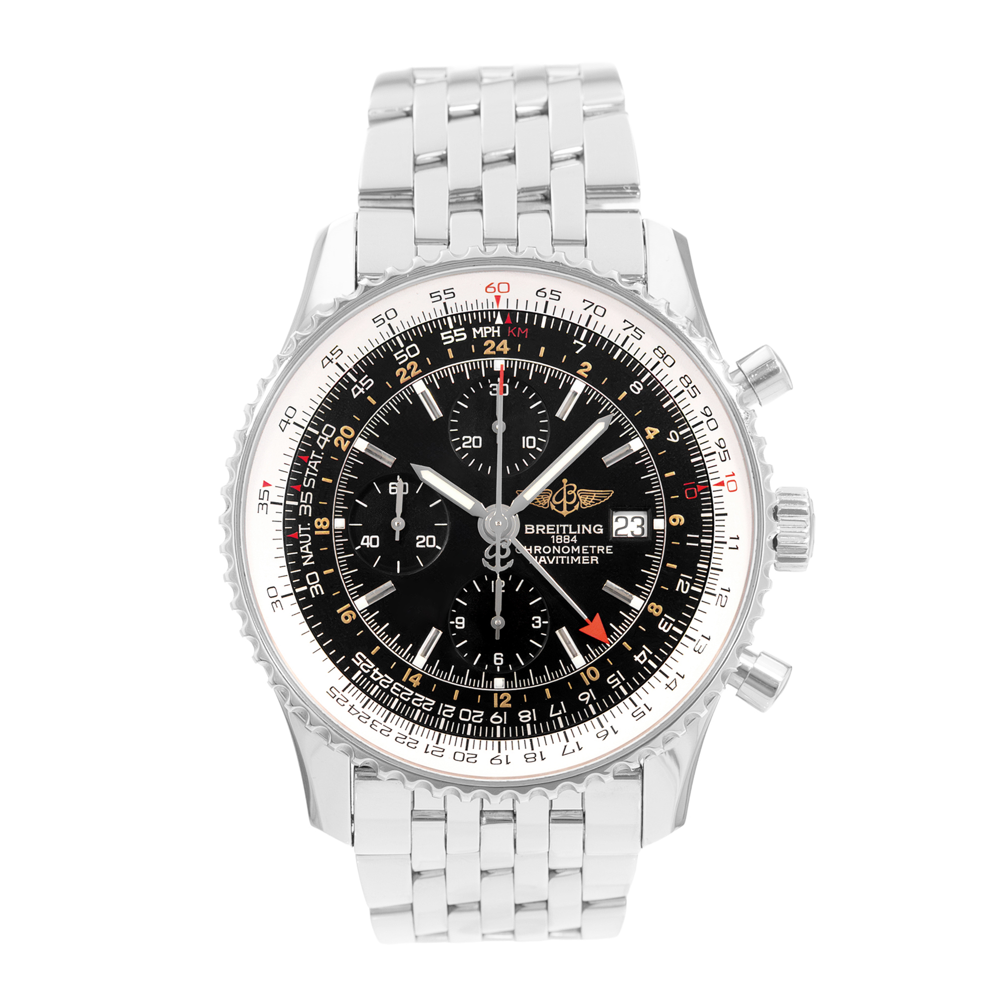 Breitling Navitimer World A24322 46mm Black Dial Steel Mens Watch Papers thumbnail 2
