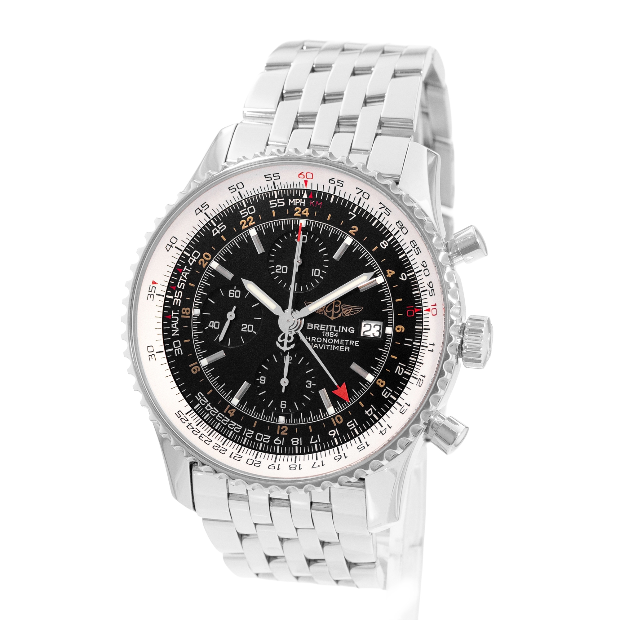 Breitling Navitimer World A24322 46mm Black Dial Steel Mens Watch Papers thumbnail 4