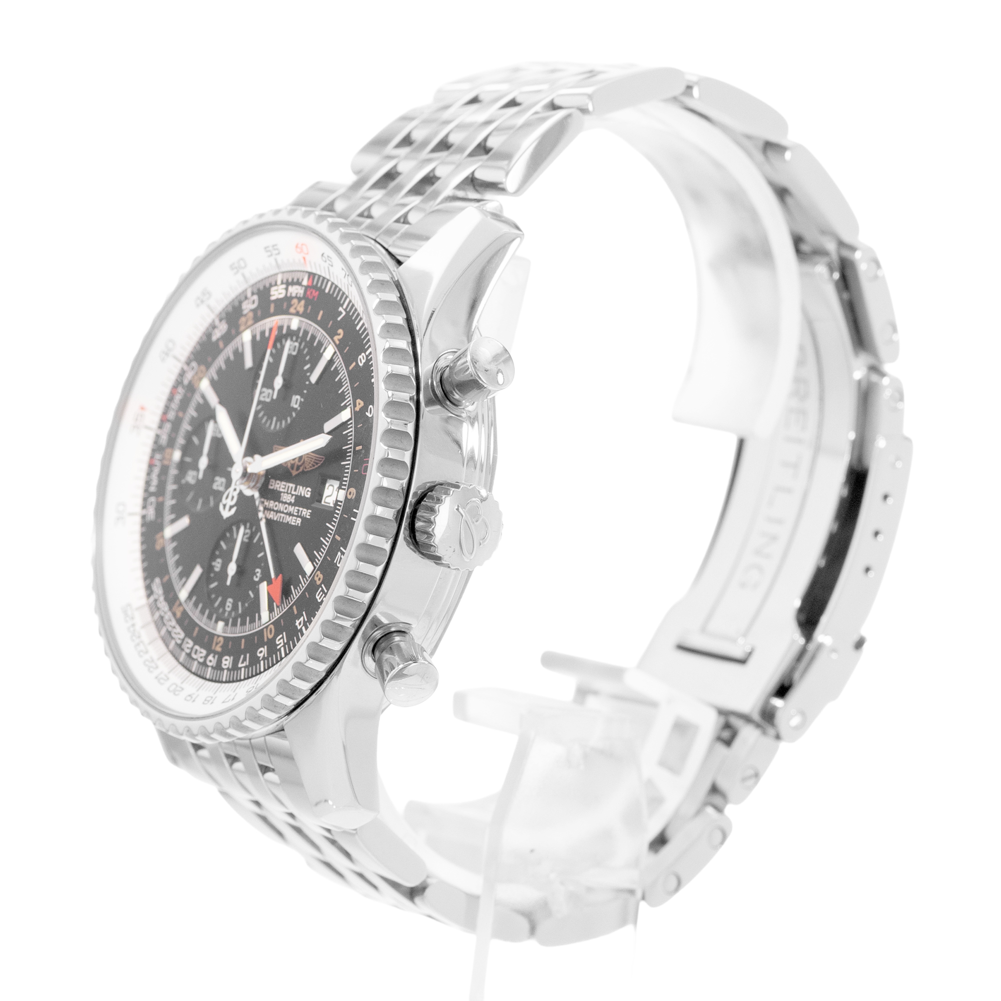 Breitling Navitimer World A24322 46mm Black Dial Steel Mens Watch Papers thumbnail 5
