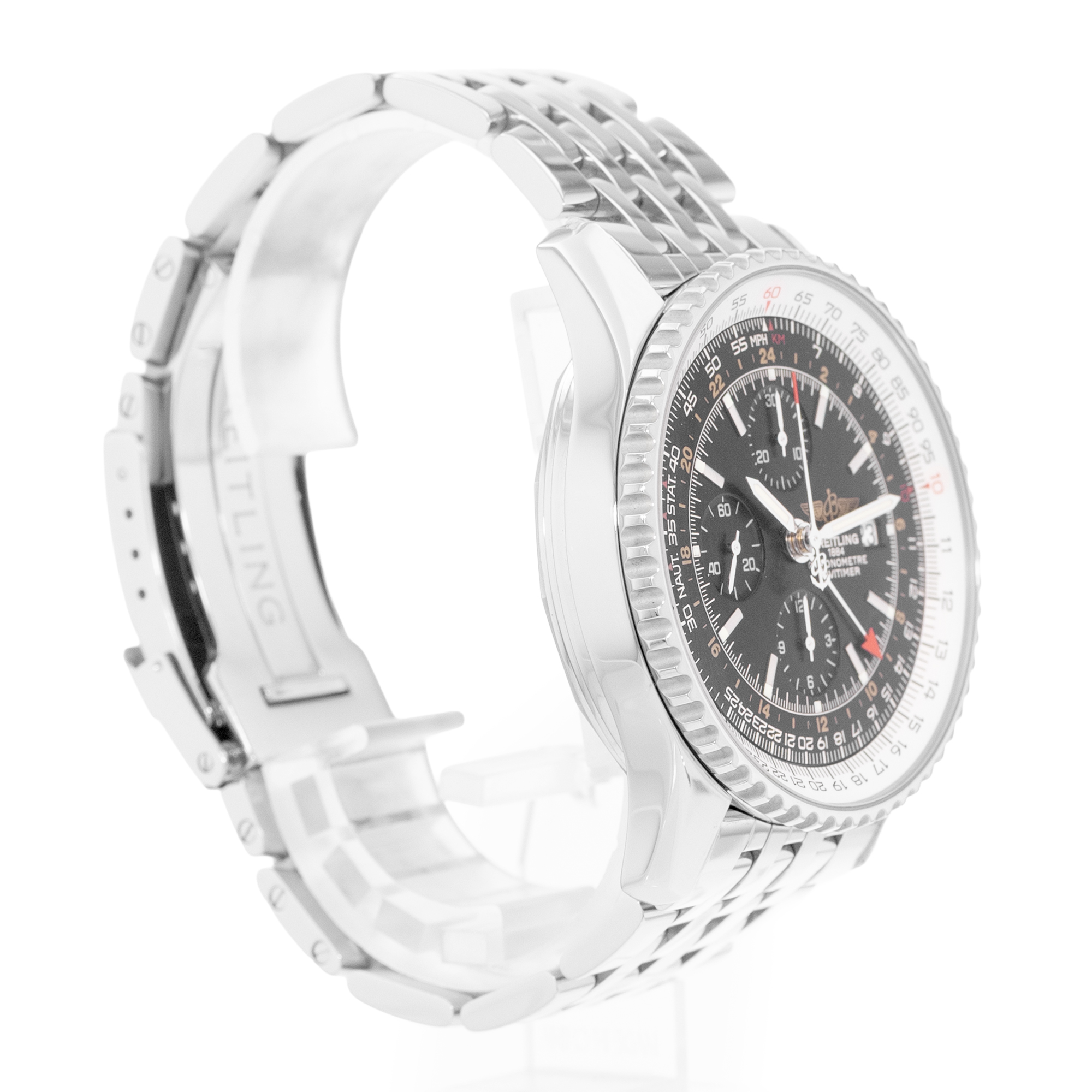 Breitling Navitimer World A24322 46mm Black Dial Steel Mens Watch Papers thumbnail 6