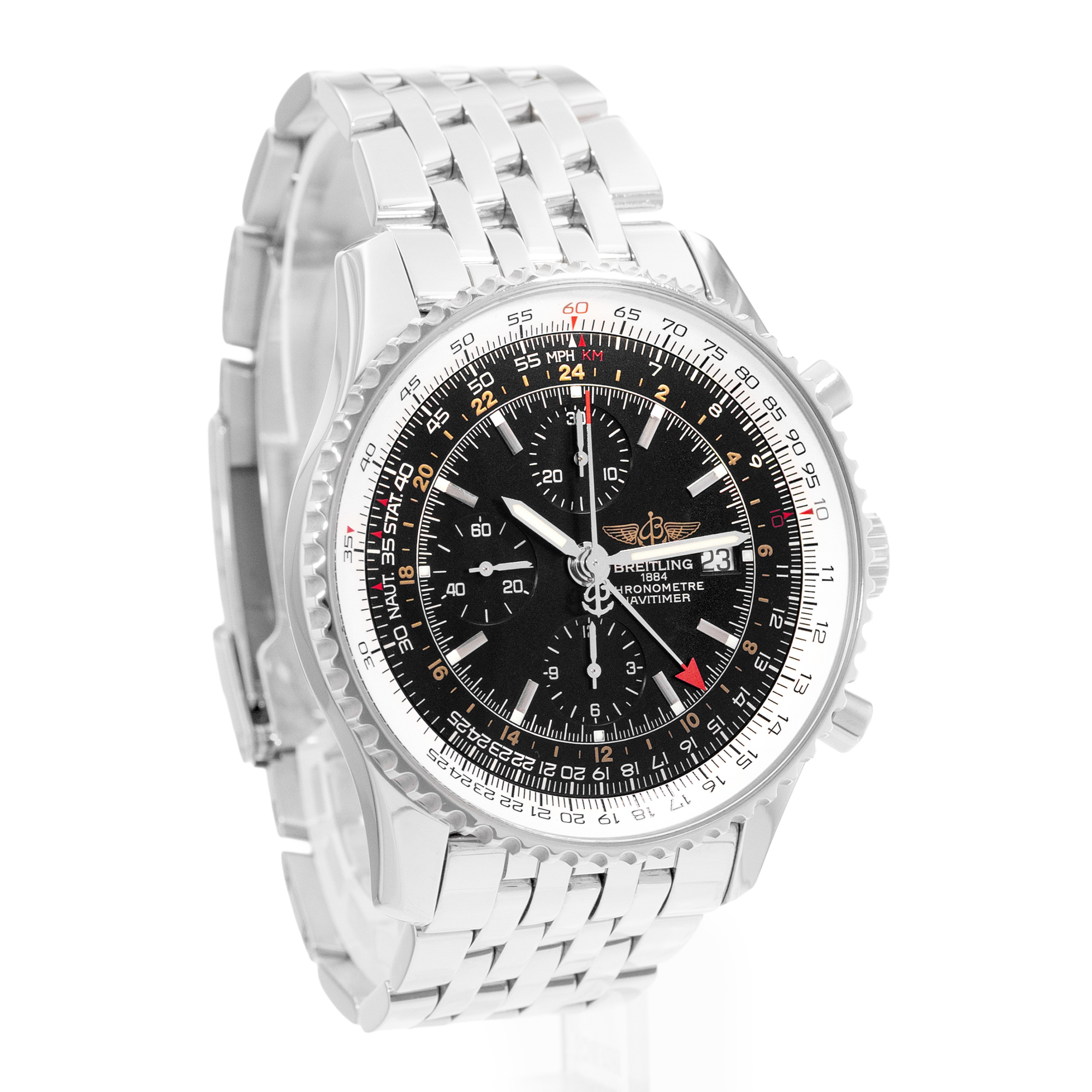 Breitling Navitimer World A24322 46mm Black Dial Steel Mens Watch Papers thumbnail 7