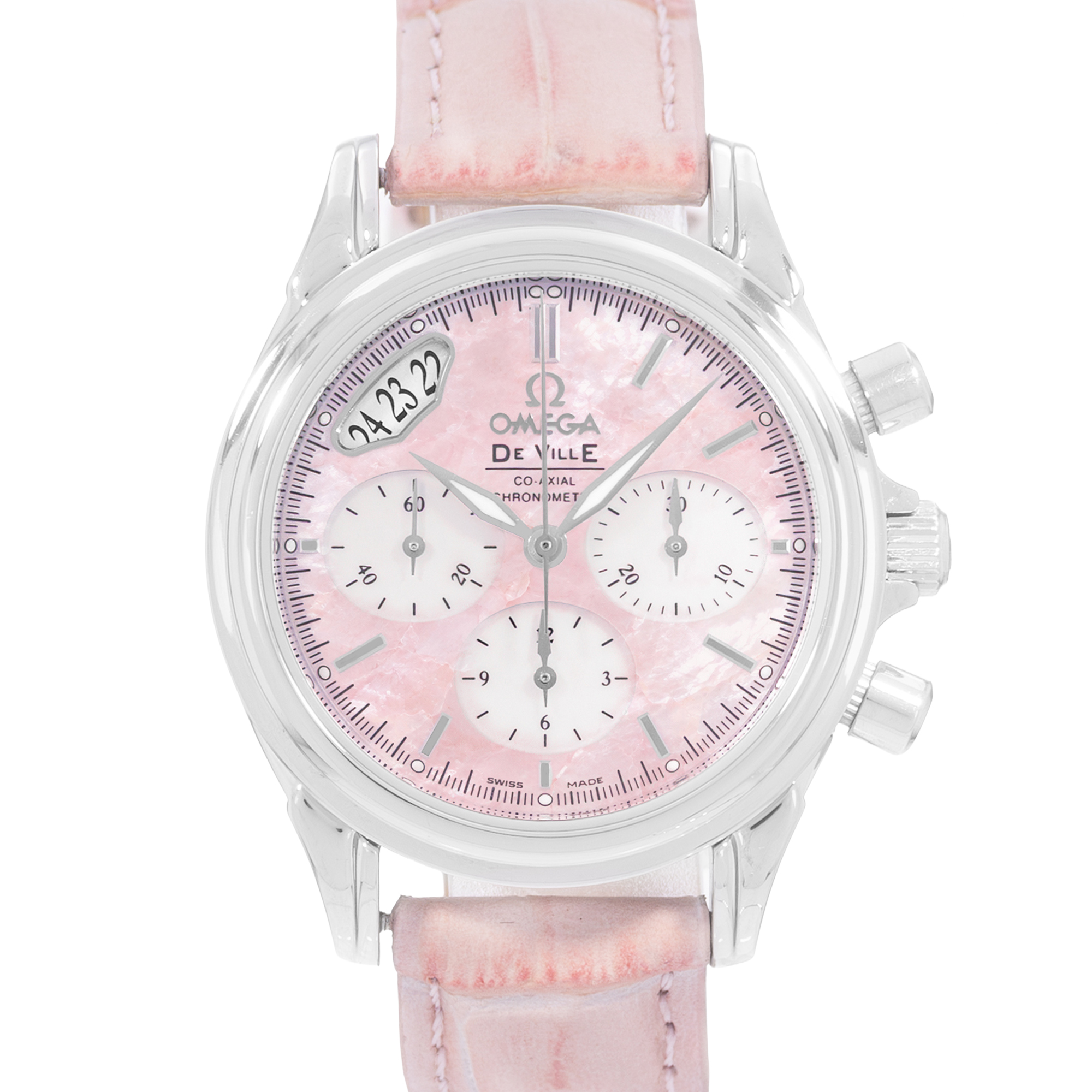 Omega De Ville 4878.74.34 35mm Pink MOP Steel Ladies Watch Box Card thumbnail 1