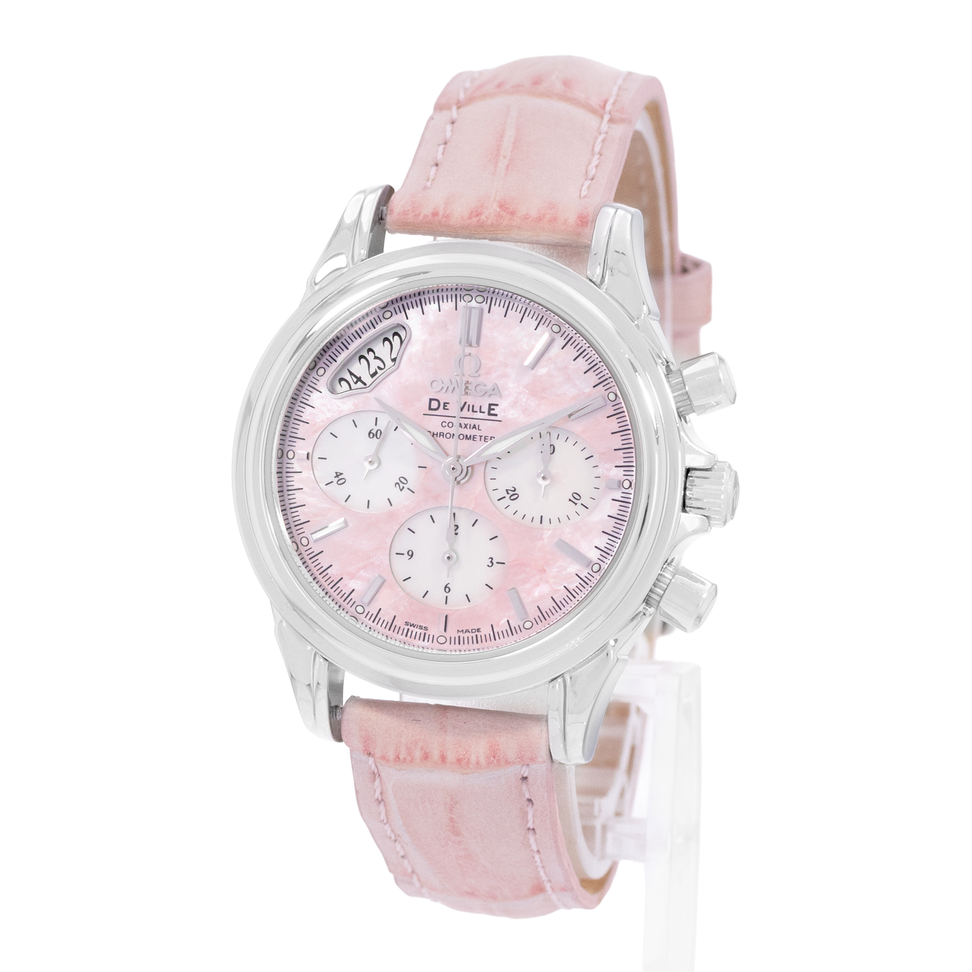 Omega De Ville 4878.74.34 35mm Pink MOP Steel Ladies Watch Box Card thumbnail 4