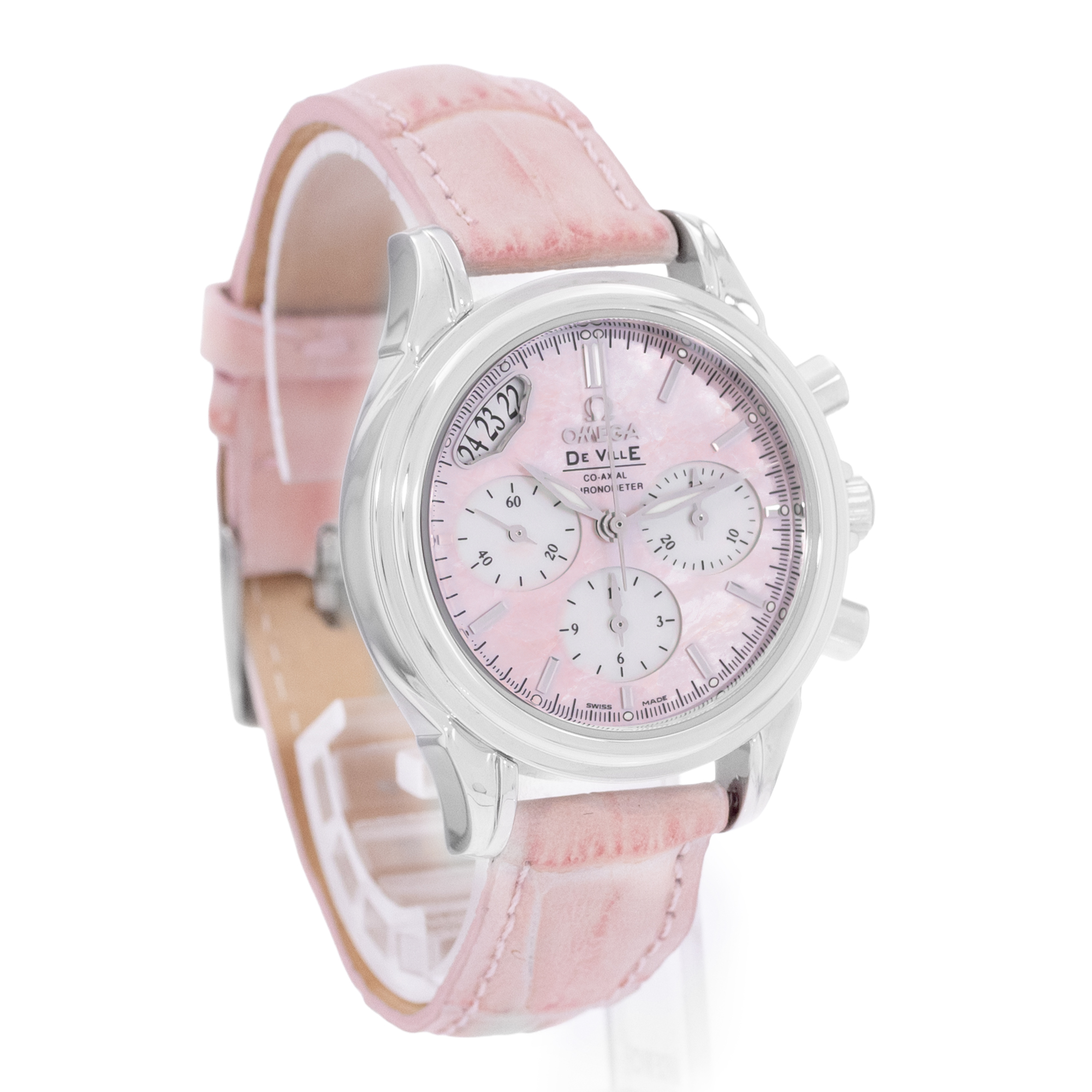 Omega De Ville 4878.74.34 35mm Pink MOP Steel Ladies Watch Box Card thumbnail 7