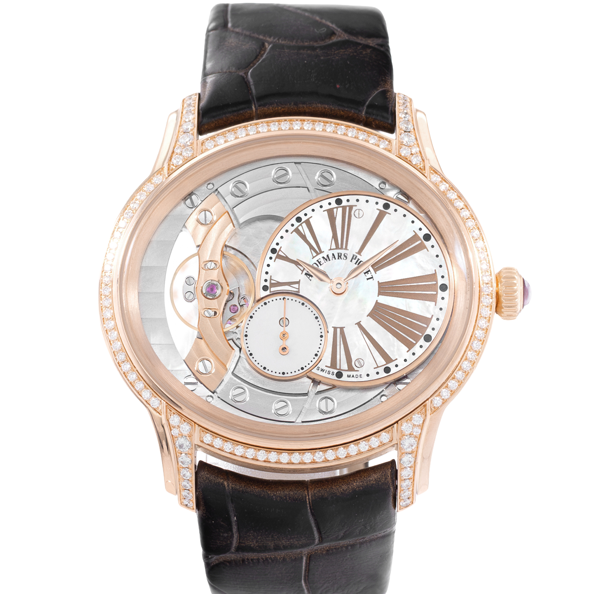 Audemars Piguet Millenary 77247OR 39mm MOP Skeleton Diamond Rose Gold Mens Watch thumbnail 1
