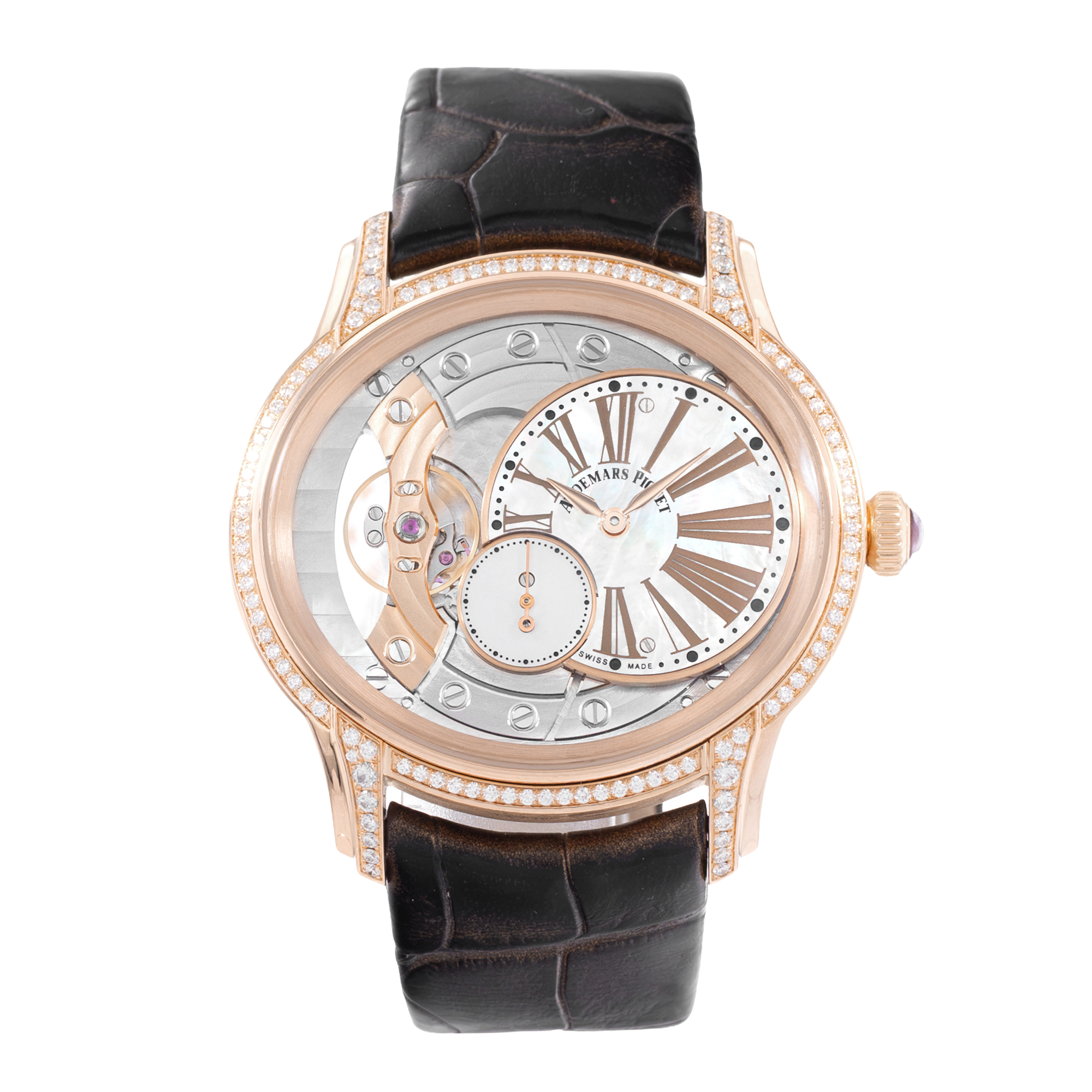 Audemars Piguet Millenary 77247OR 39mm MOP Skeleton Diamond Rose Gold Mens Watch thumbnail 2