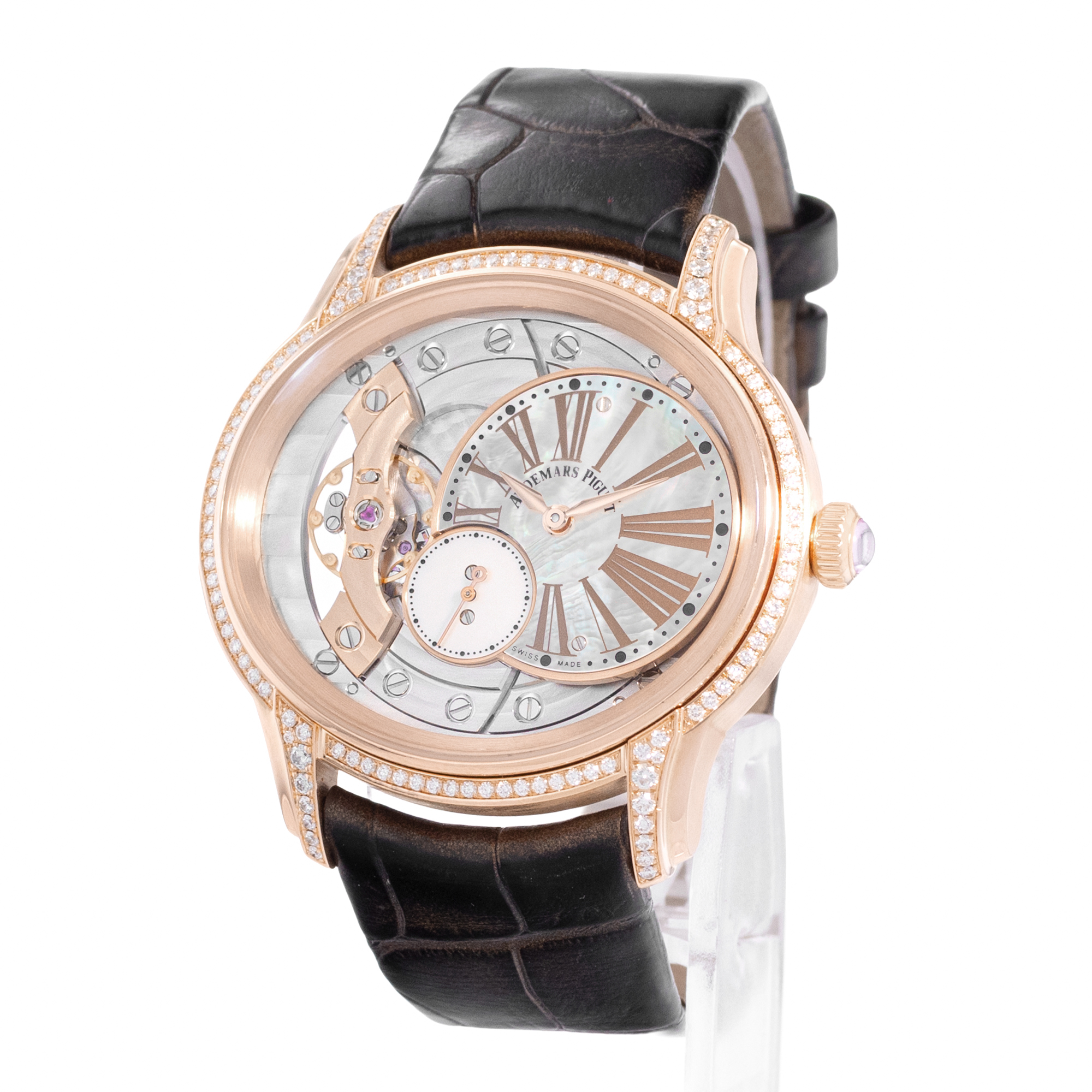 Audemars Piguet Millenary 77247OR 39mm MOP Skeleton Diamond Rose Gold Mens Watch thumbnail 3