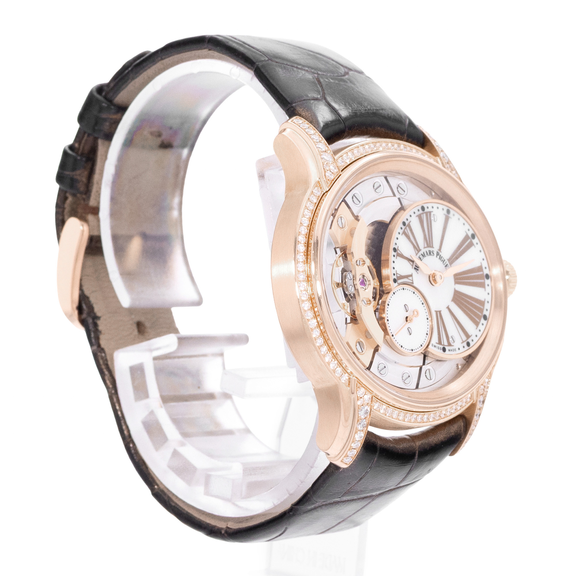 Audemars Piguet Millenary 77247OR 39mm MOP Skeleton Diamond Rose Gold Mens Watch thumbnail 5