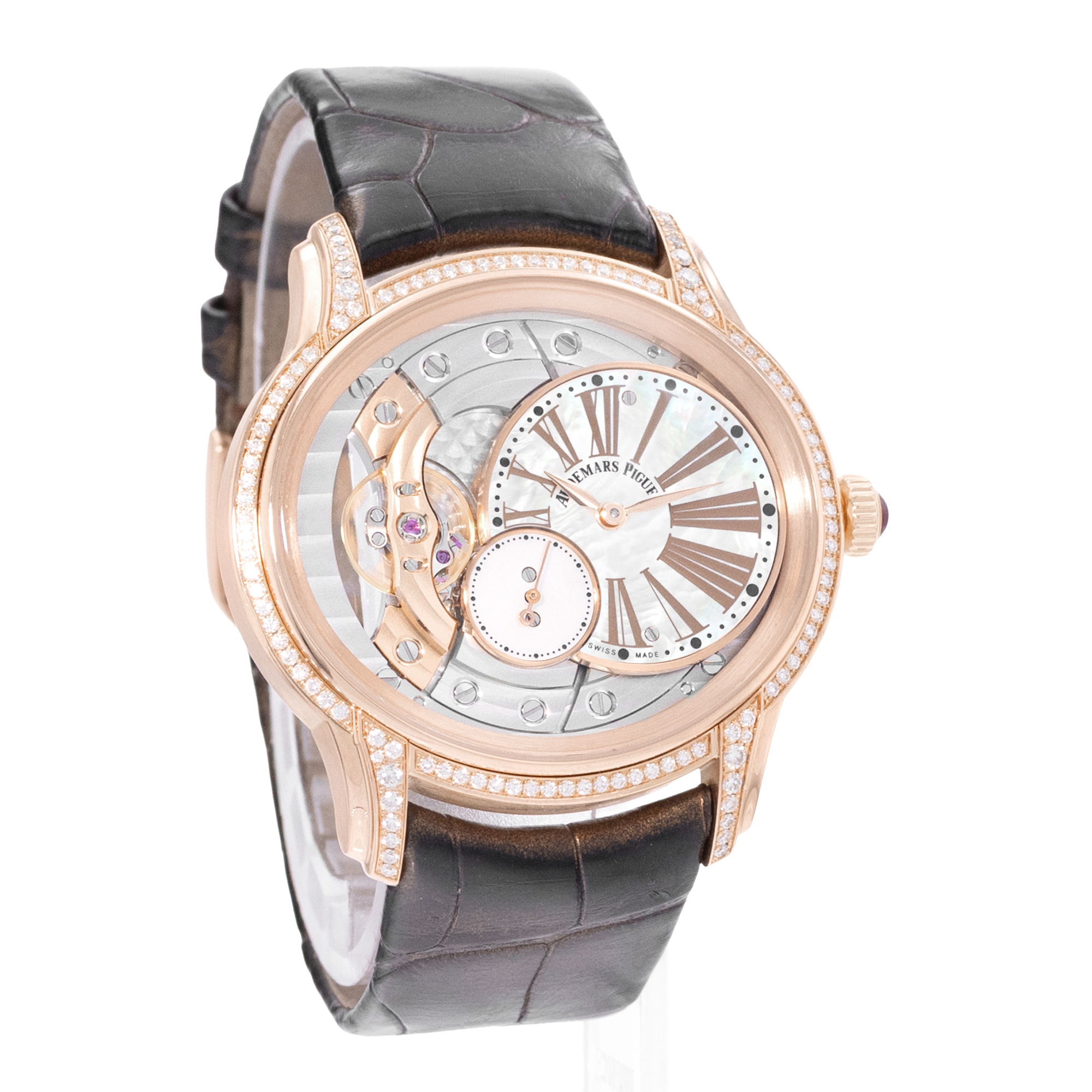 Audemars Piguet Millenary 77247OR 39mm MOP Skeleton Diamond Rose Gold Mens Watch thumbnail 6