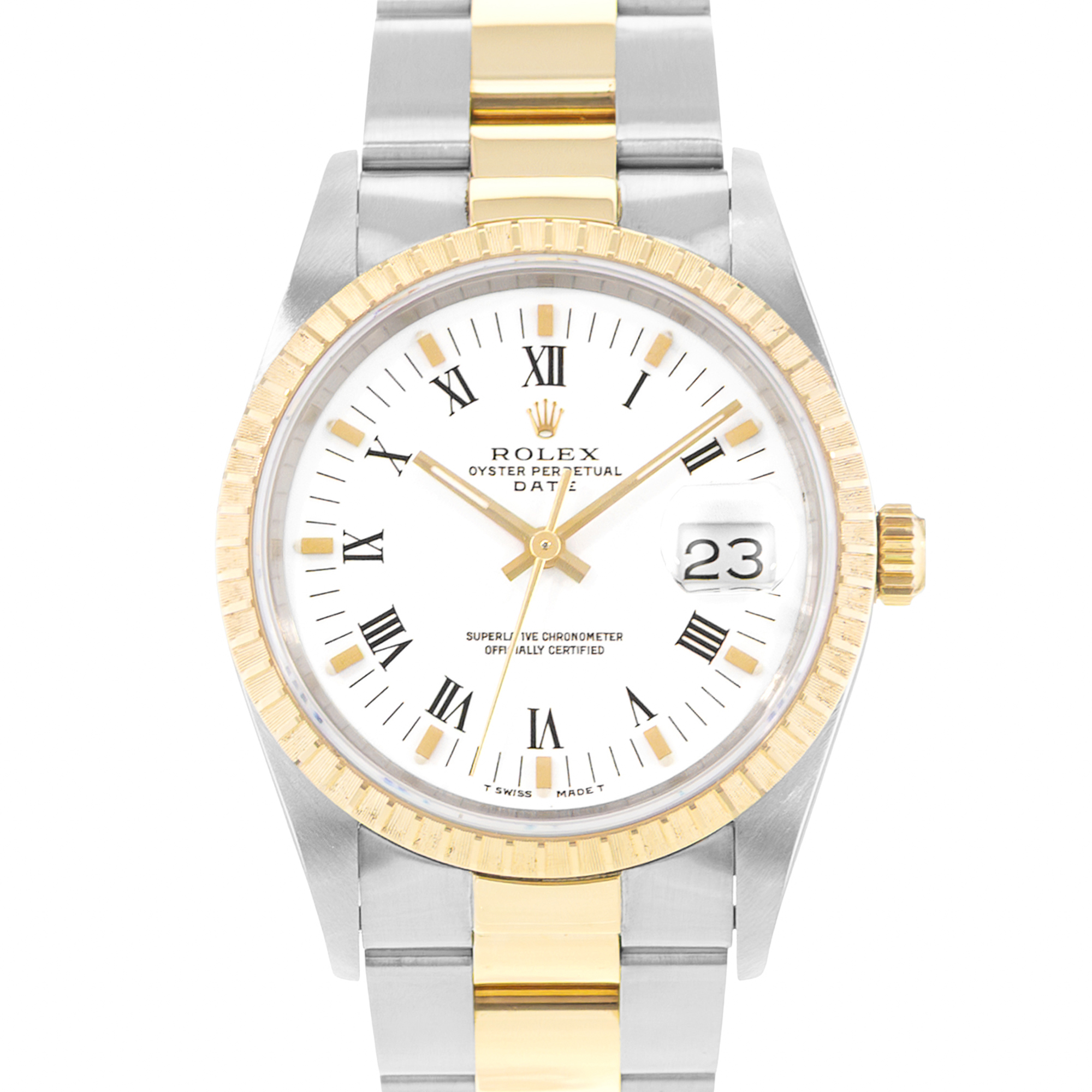 Rolex Oyster Perpetual 34 15223 Steel Yellow Gold Oyster Mens Watch Papers 1994 thumbnail 1