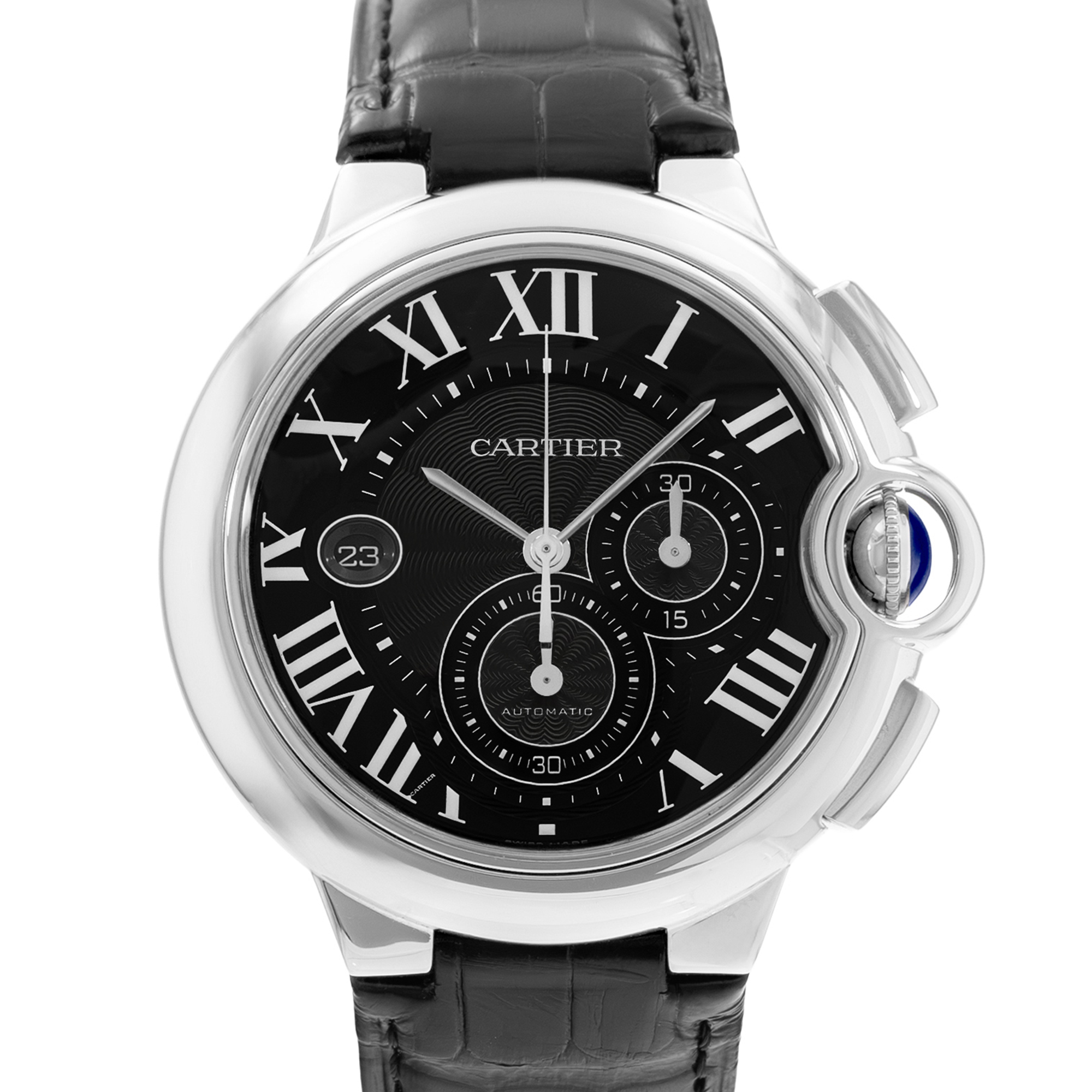 Cartier Ballon Bleu 44mm W6920052 3109 XL Black Dial Steel Automatic Mens Watch thumbnail 1