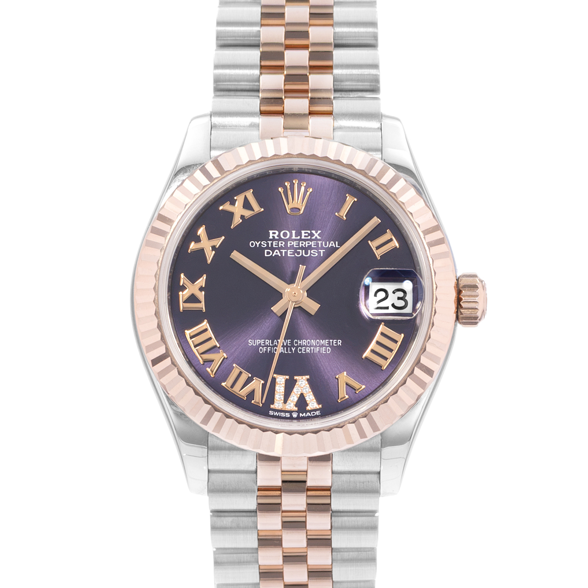 Rolex Datejust 31 278271 Purple Roman Diamond Steel Gold Ladies Watch Card 2021 thumbnail 1