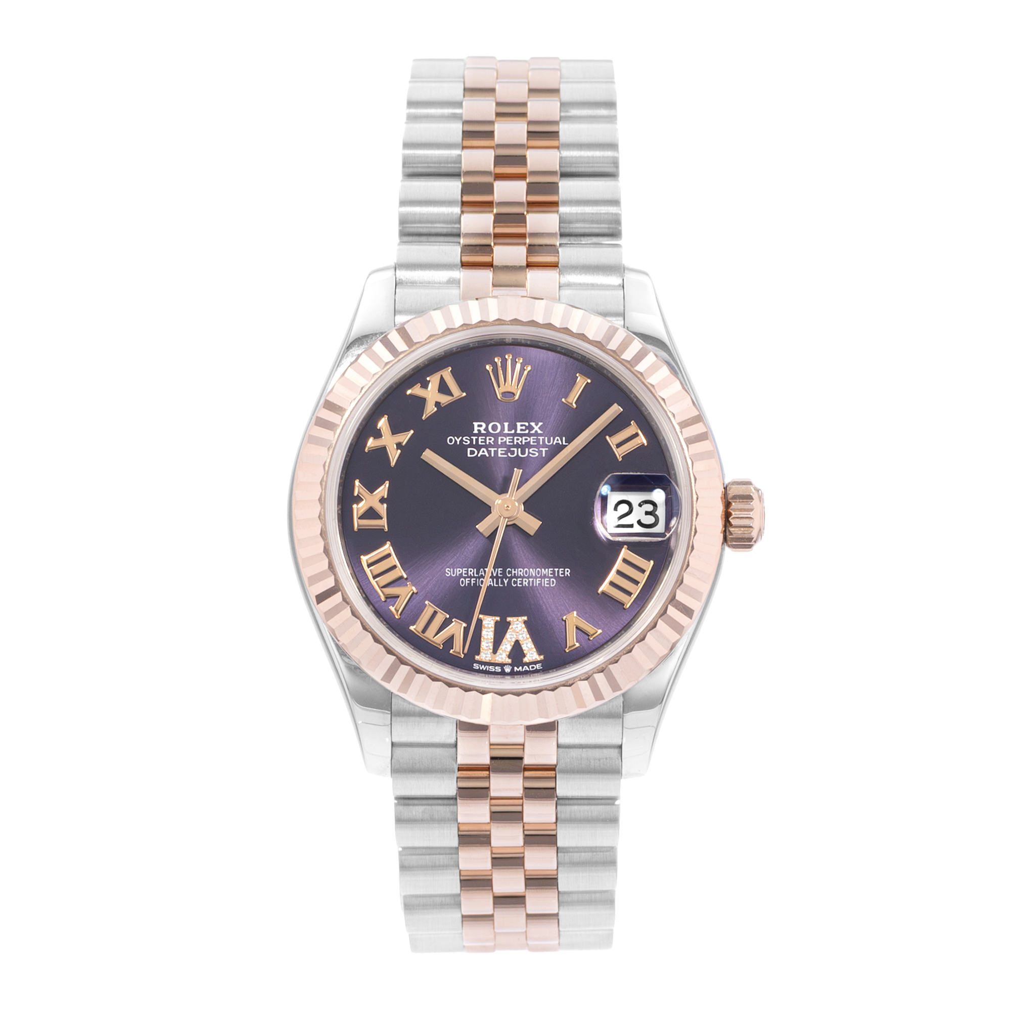 Rolex Datejust 31 278271 Purple Roman Diamond Steel Gold Ladies Watch Card 2021 thumbnail 2