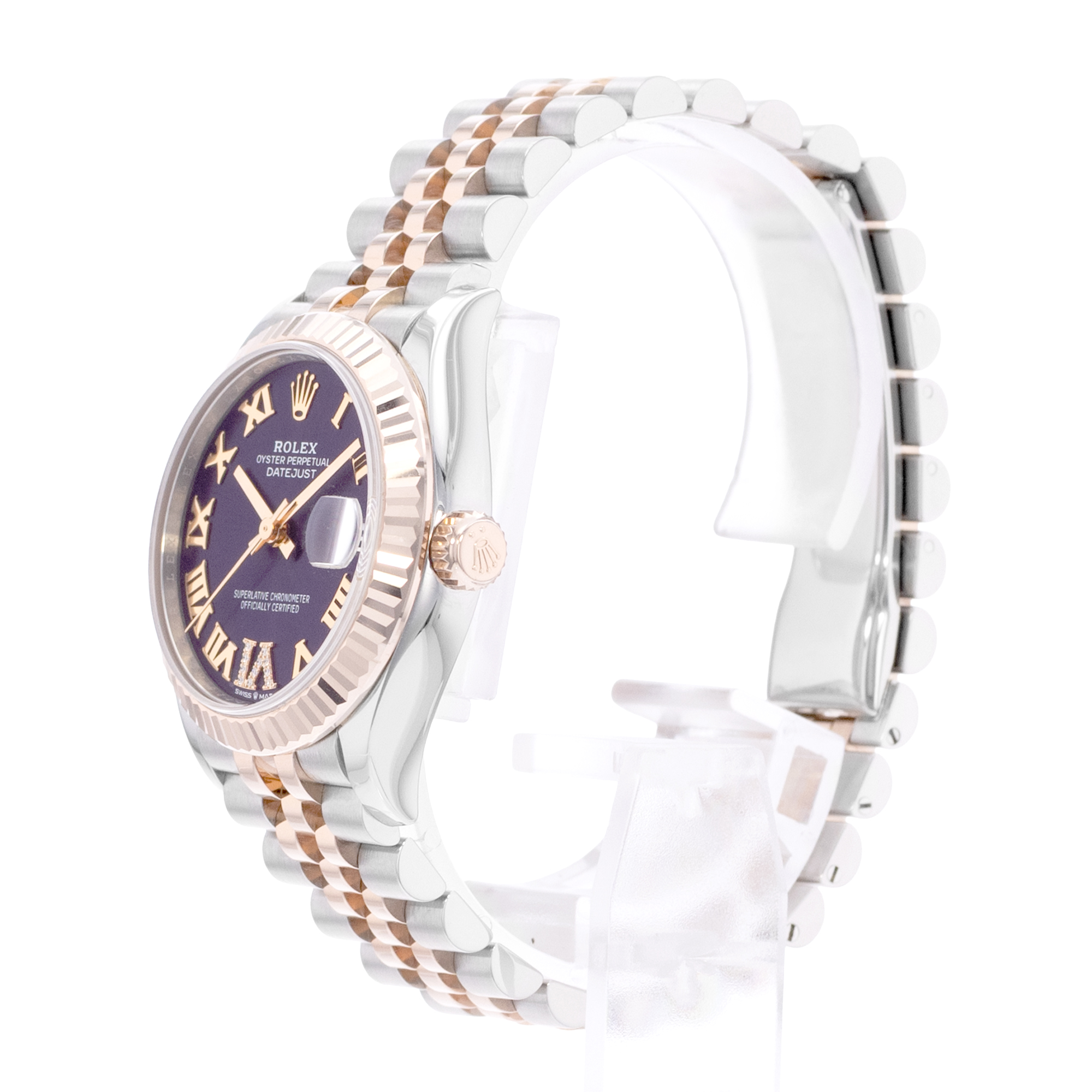 Rolex Datejust 31 278271 Purple Roman Diamond Steel Gold Ladies Watch Card 2021 thumbnail 5