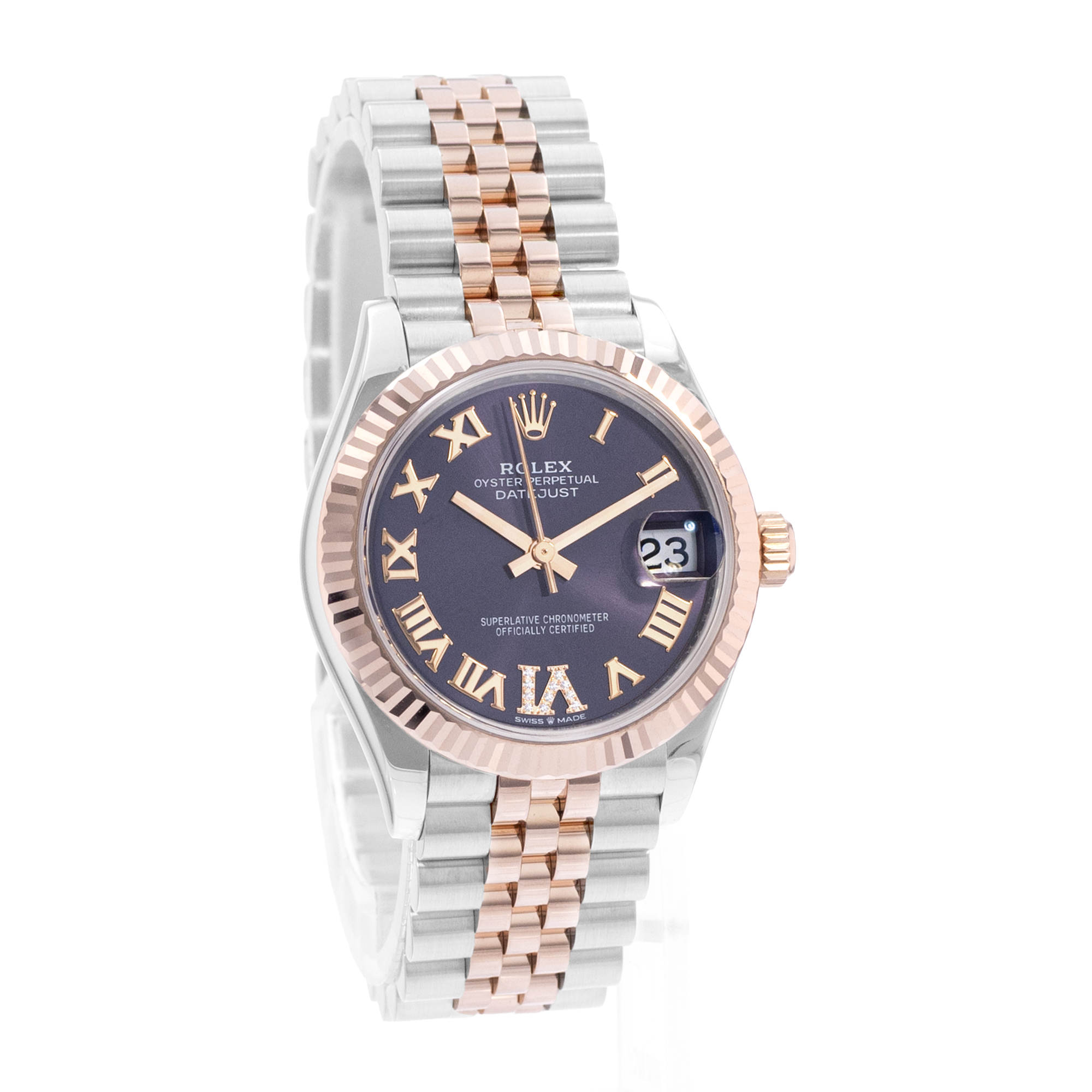 Rolex Datejust 31 278271 Purple Roman Diamond Steel Gold Ladies Watch Card 2021 thumbnail 7