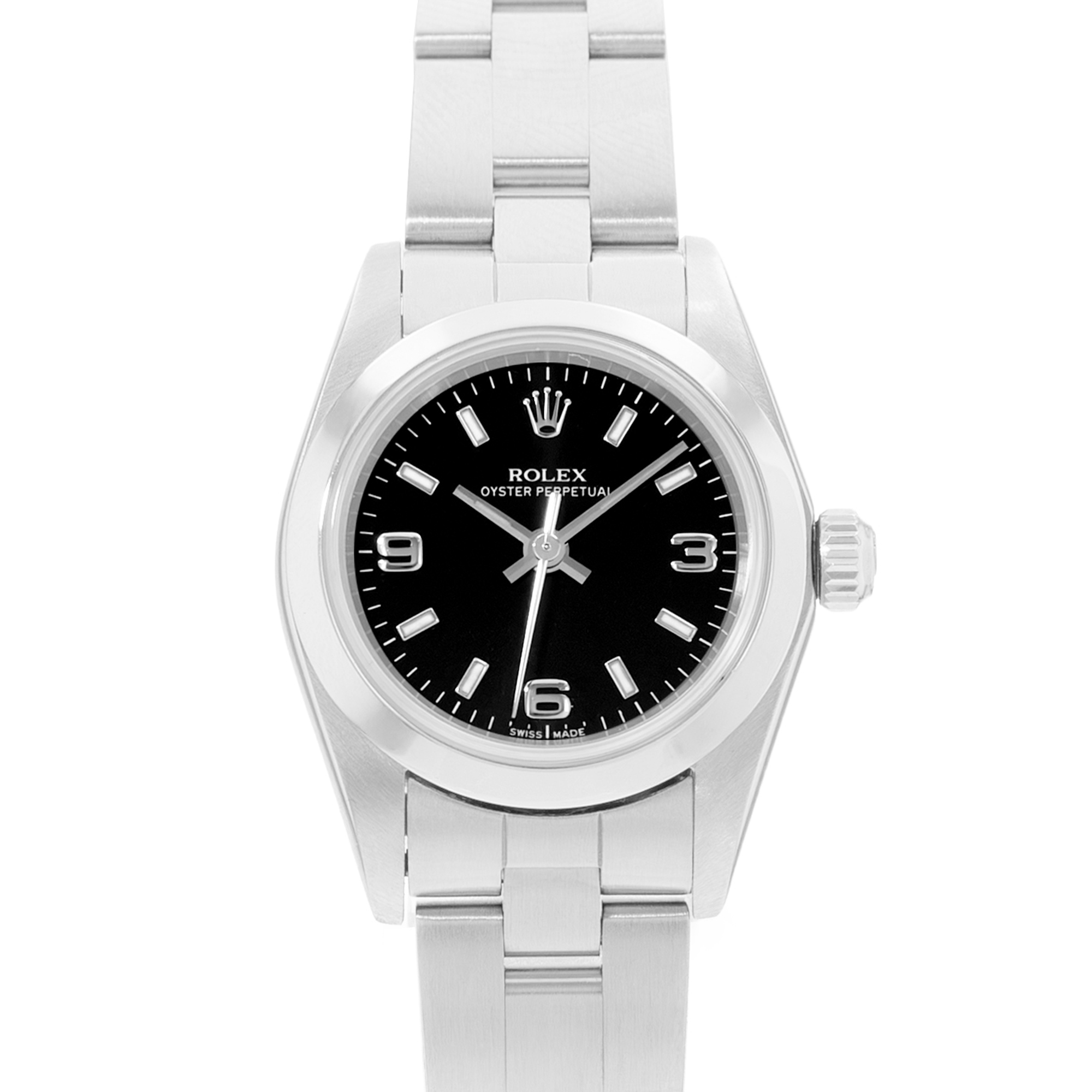 Rolex Oyster Perpetual 24 76080 Black Dial Steel Ladies Watch thumbnail 1