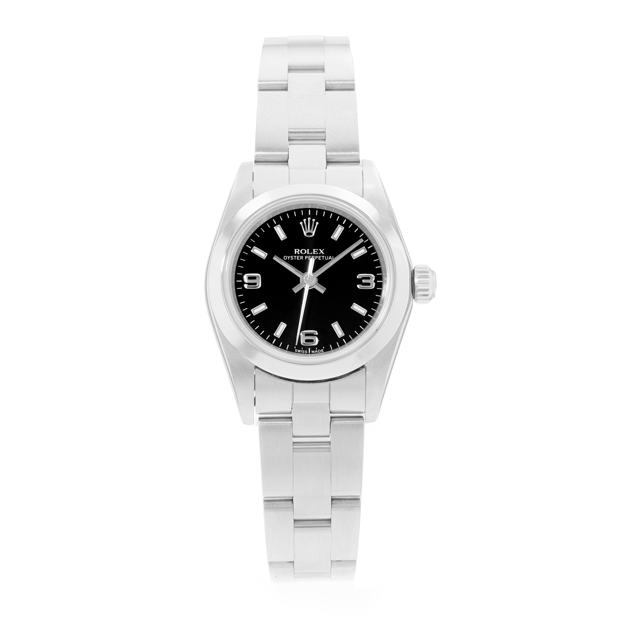 Rolex Oyster Perpetual 24 76080 Black Dial Steel Ladies Watch thumbnail 2