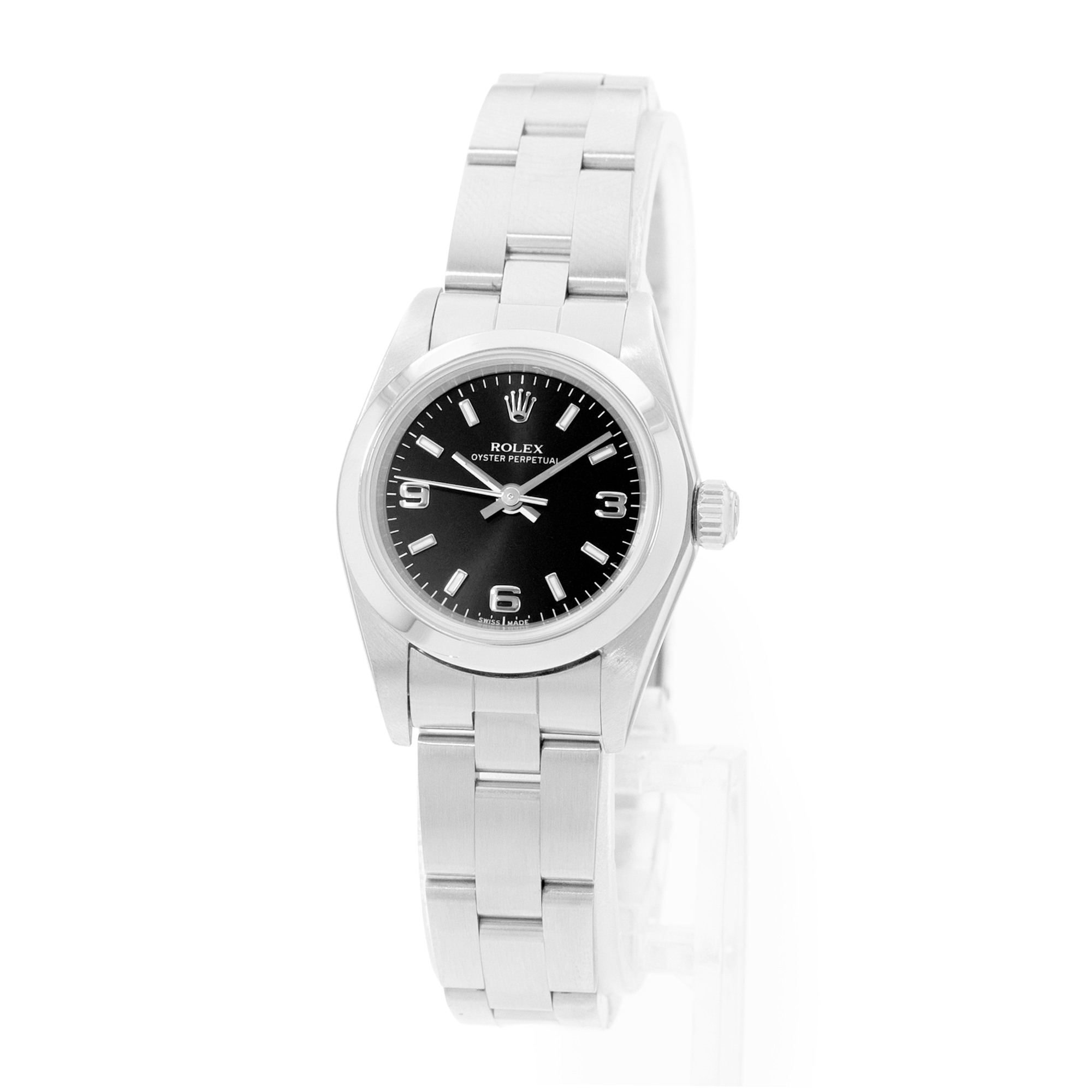 Rolex Oyster Perpetual 24 76080 Black Dial Steel Ladies Watch thumbnail 3