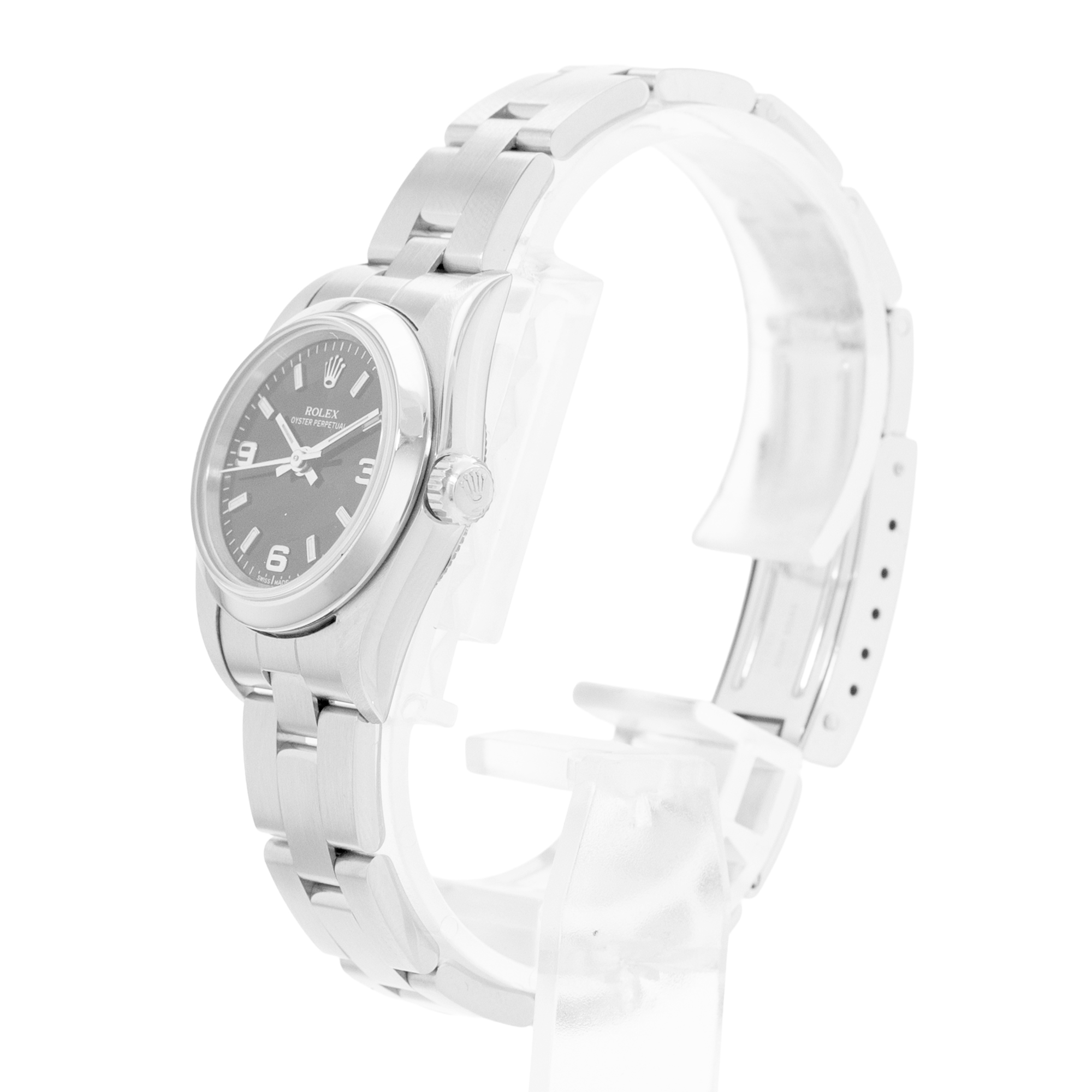 Rolex Oyster Perpetual 24 76080 Black Dial Steel Ladies Watch thumbnail 4