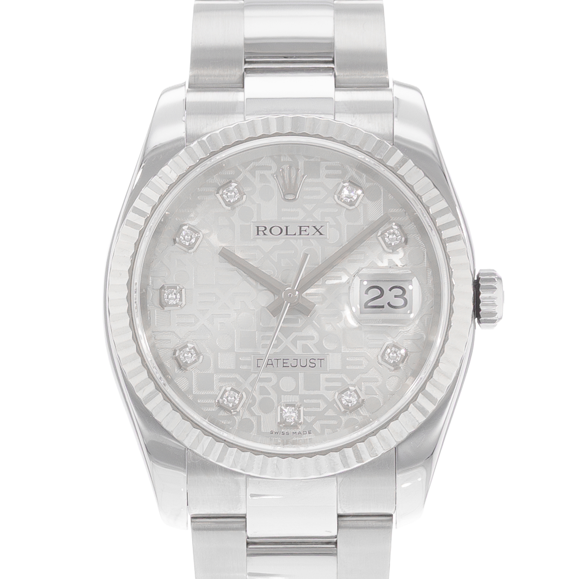 Rolex Datejust 36 116234 Silver Diamond Steel Gold Oyster Mens Watch thumbnail 1