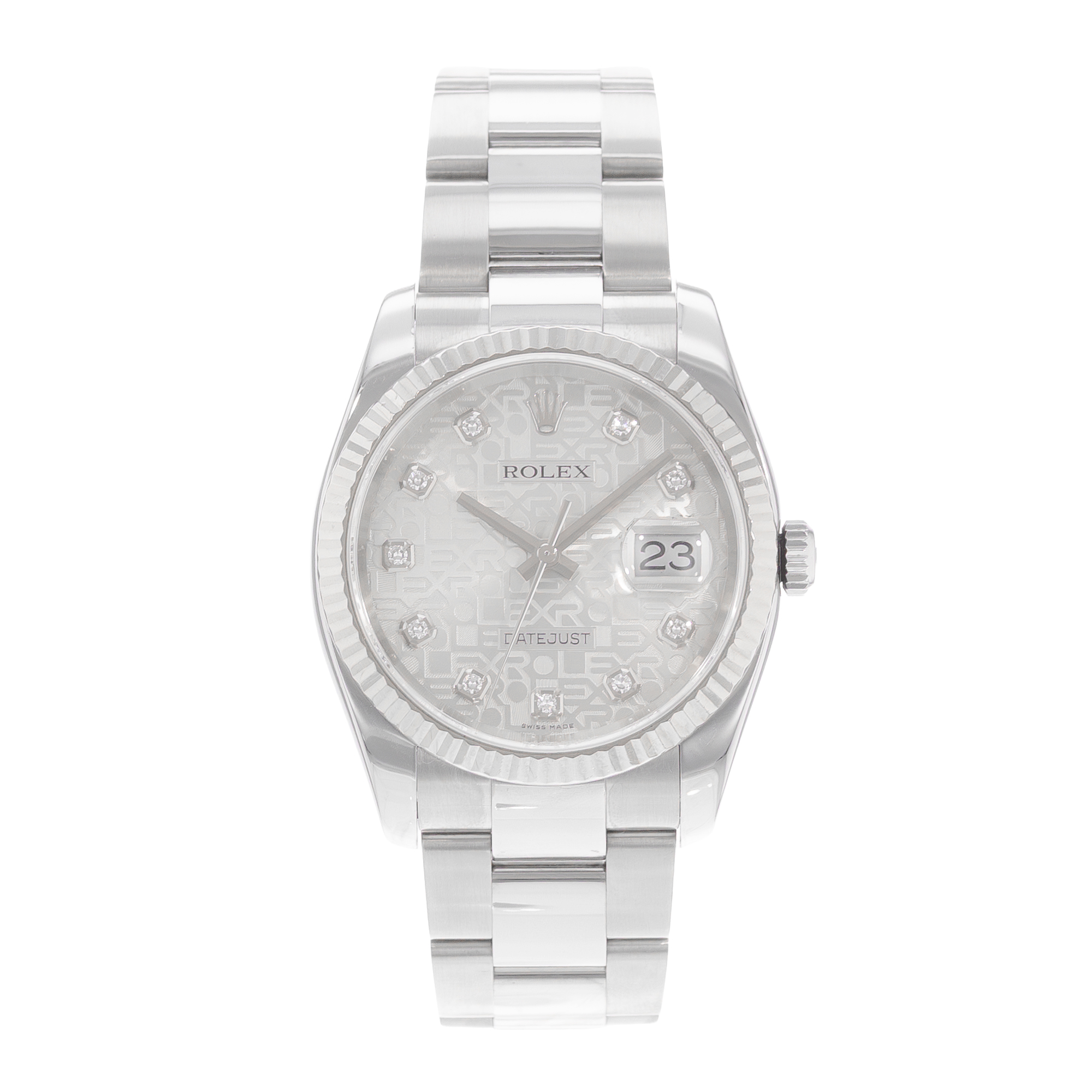 Rolex Datejust 36 116234 Silver Diamond Steel Gold Oyster Mens Watch thumbnail 2
