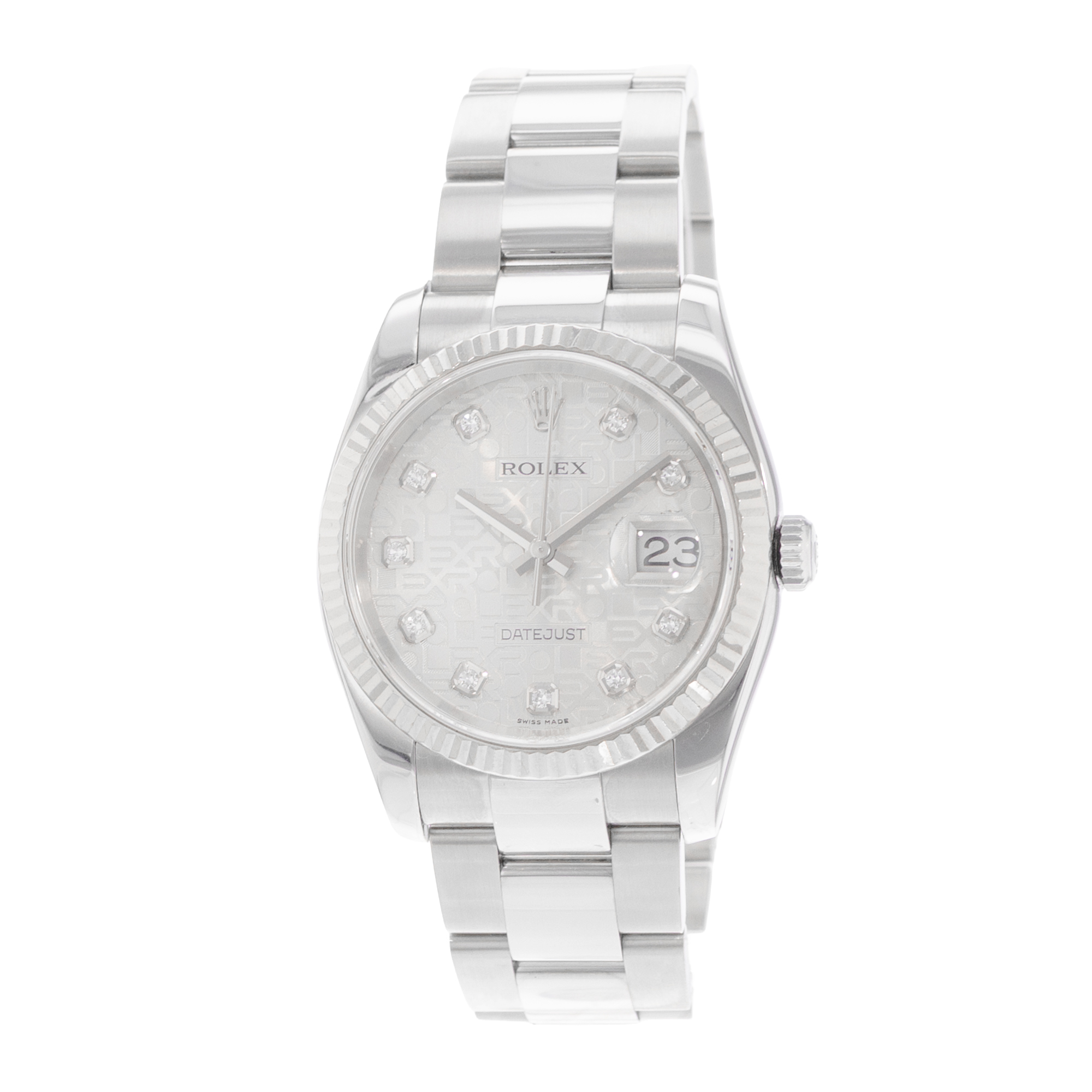 Rolex Datejust 36 116234 Silver Diamond Steel Gold Oyster Mens Watch thumbnail 3