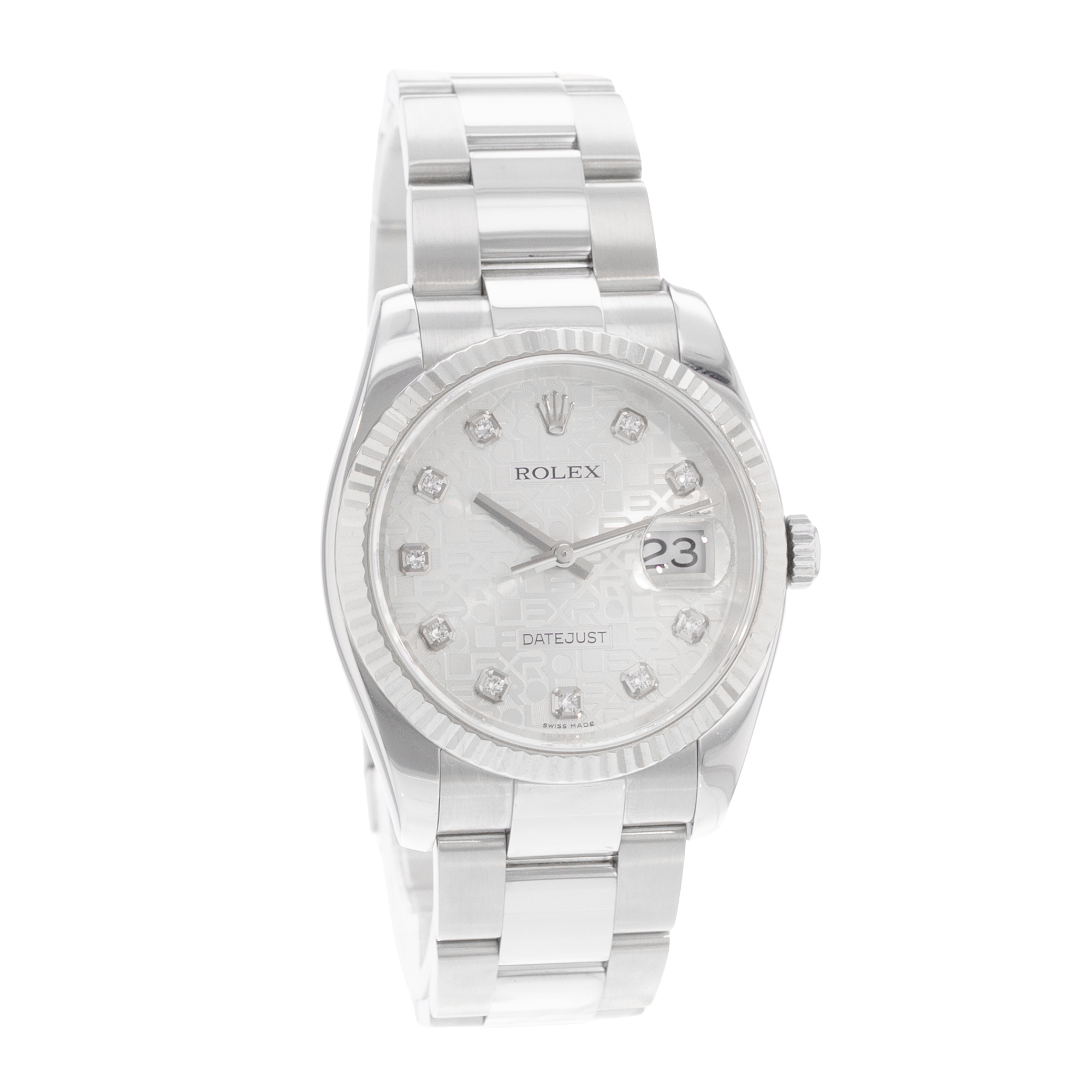 Rolex Datejust 36 116234 Silver Diamond Steel Gold Oyster Mens Watch thumbnail 6
