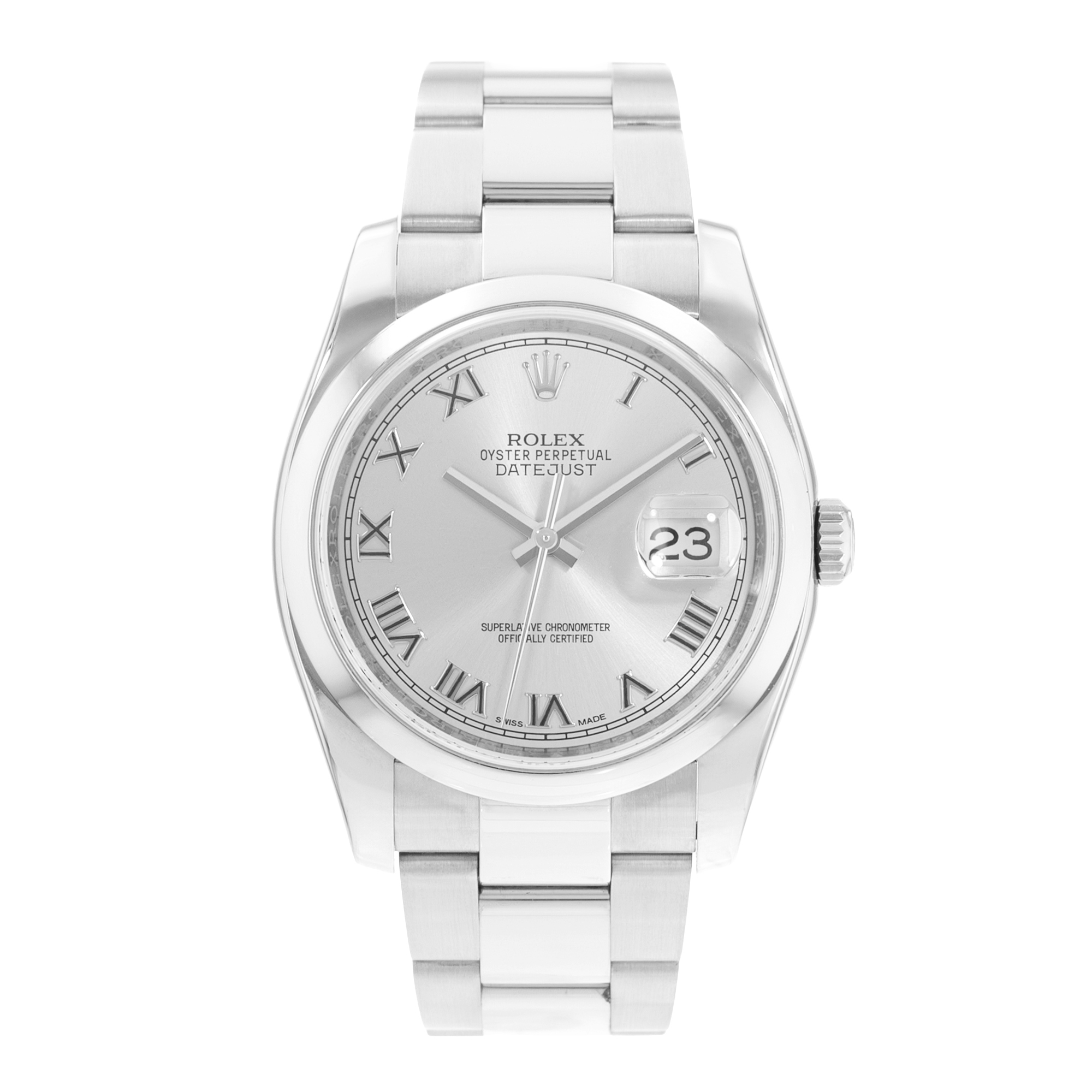 Rolex Datejust 36 116200 Silver Roman Steel Oyster Mens Watch Card 2014 thumbnail 2